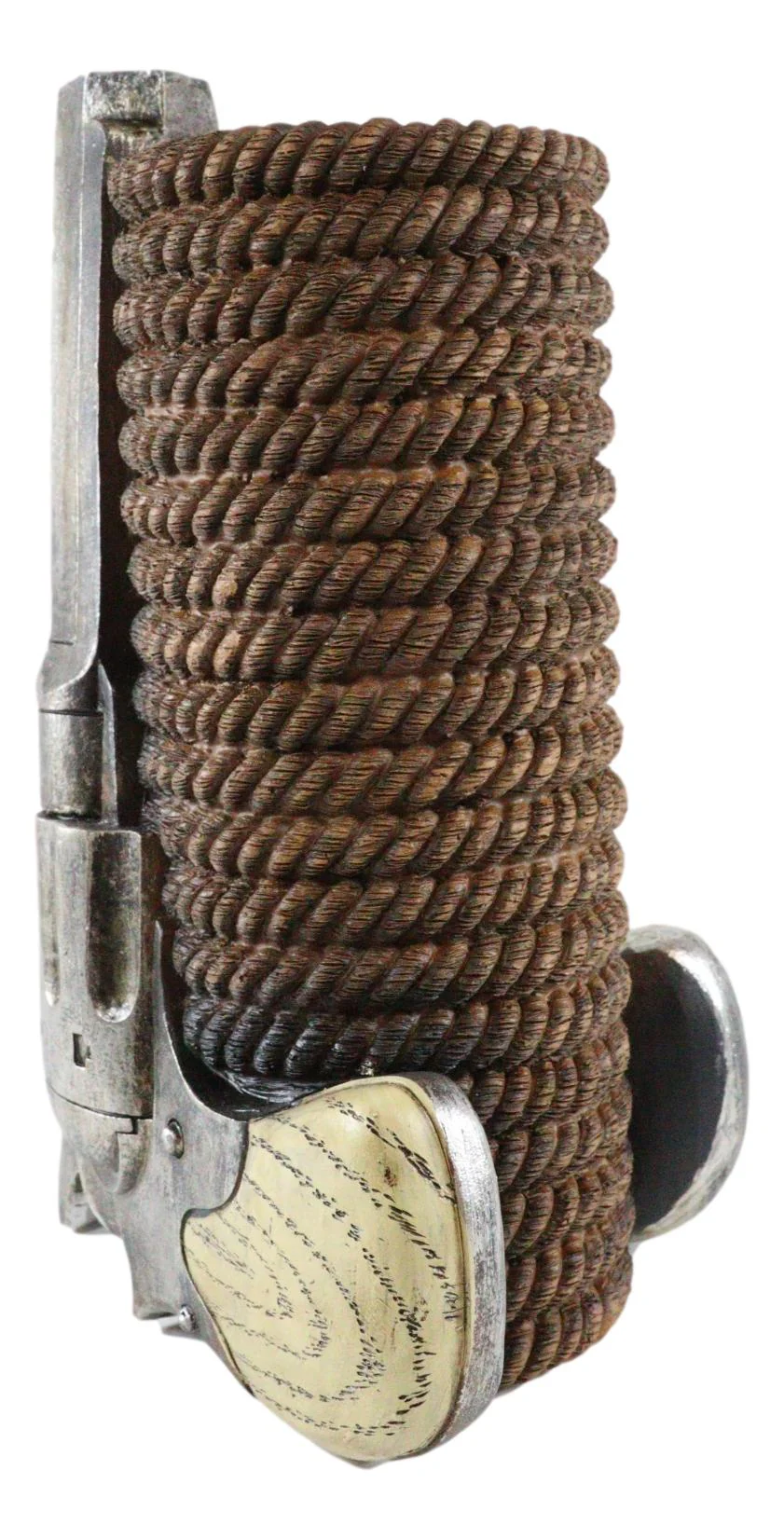 Western Cowboy Pistol Revolver Gun With Braided Ropes Barrel Floral Vase Decor - Image 6