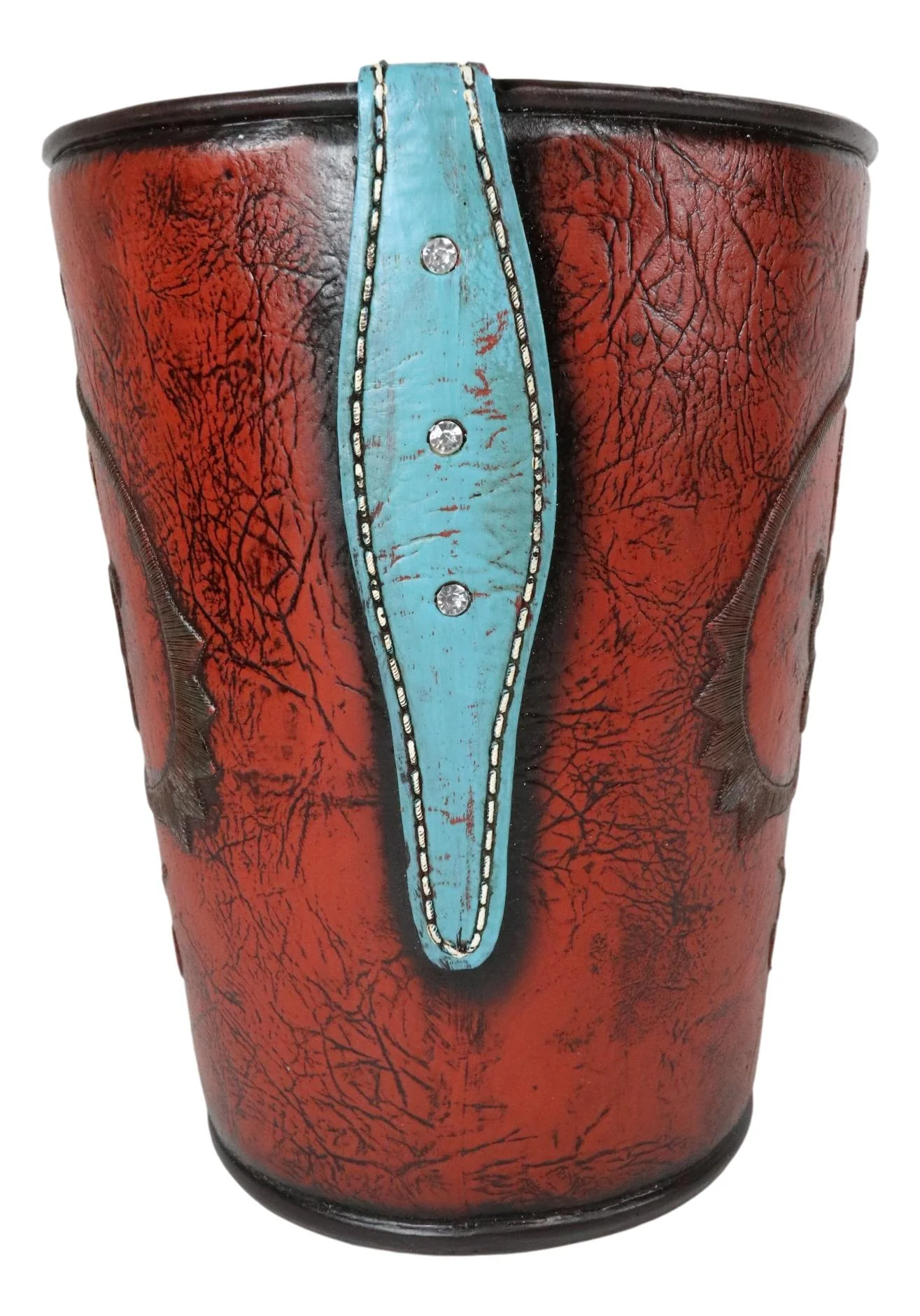 Western Cowgirl Red Valentines Love Heart Lace Scrollwork Waste Basket Trash Bin - Image 3