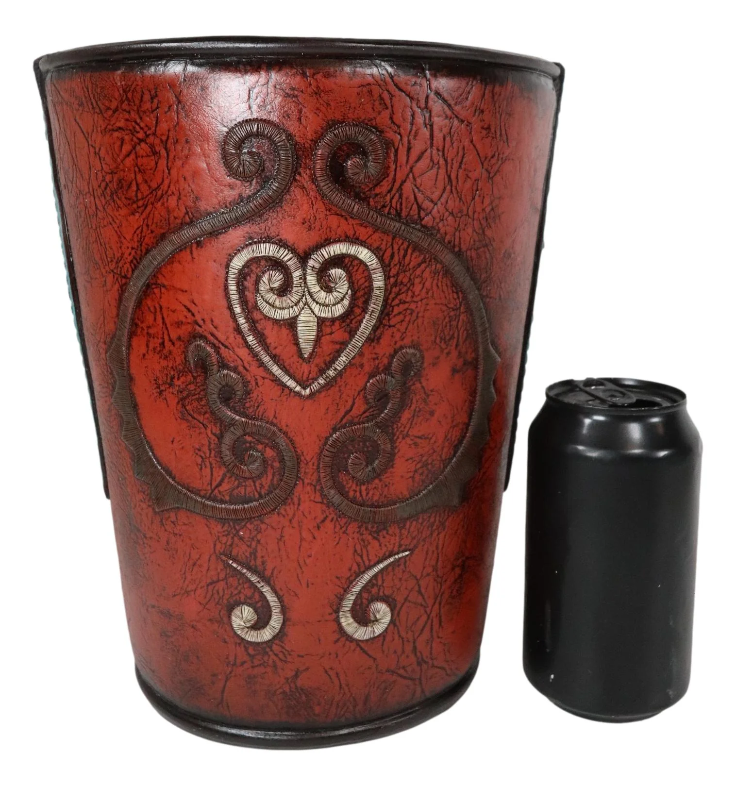Western Cowgirl Red Valentines Love Heart Lace Scrollwork Waste Basket Trash Bin - Image 4