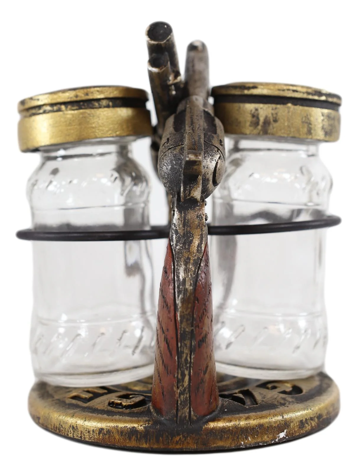 Western Dual Crossed Pistol Revolver Guns Salt And Pepper Shakers Holder Decor - Image 3