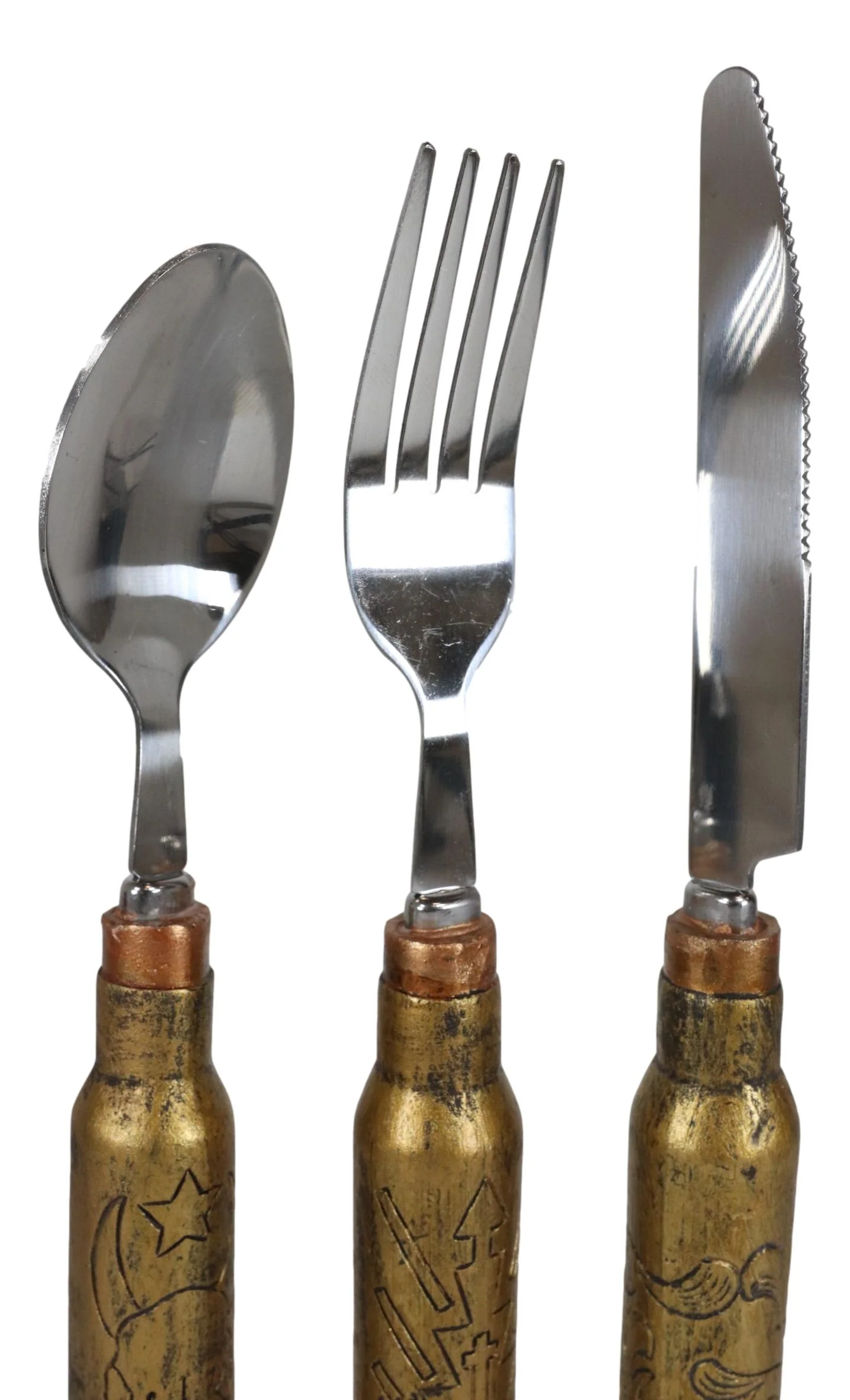 Western Hunter Rifle Ammo Bullet Shell Casing Flatware 1 Spoon Fork Knife Set - Image 7