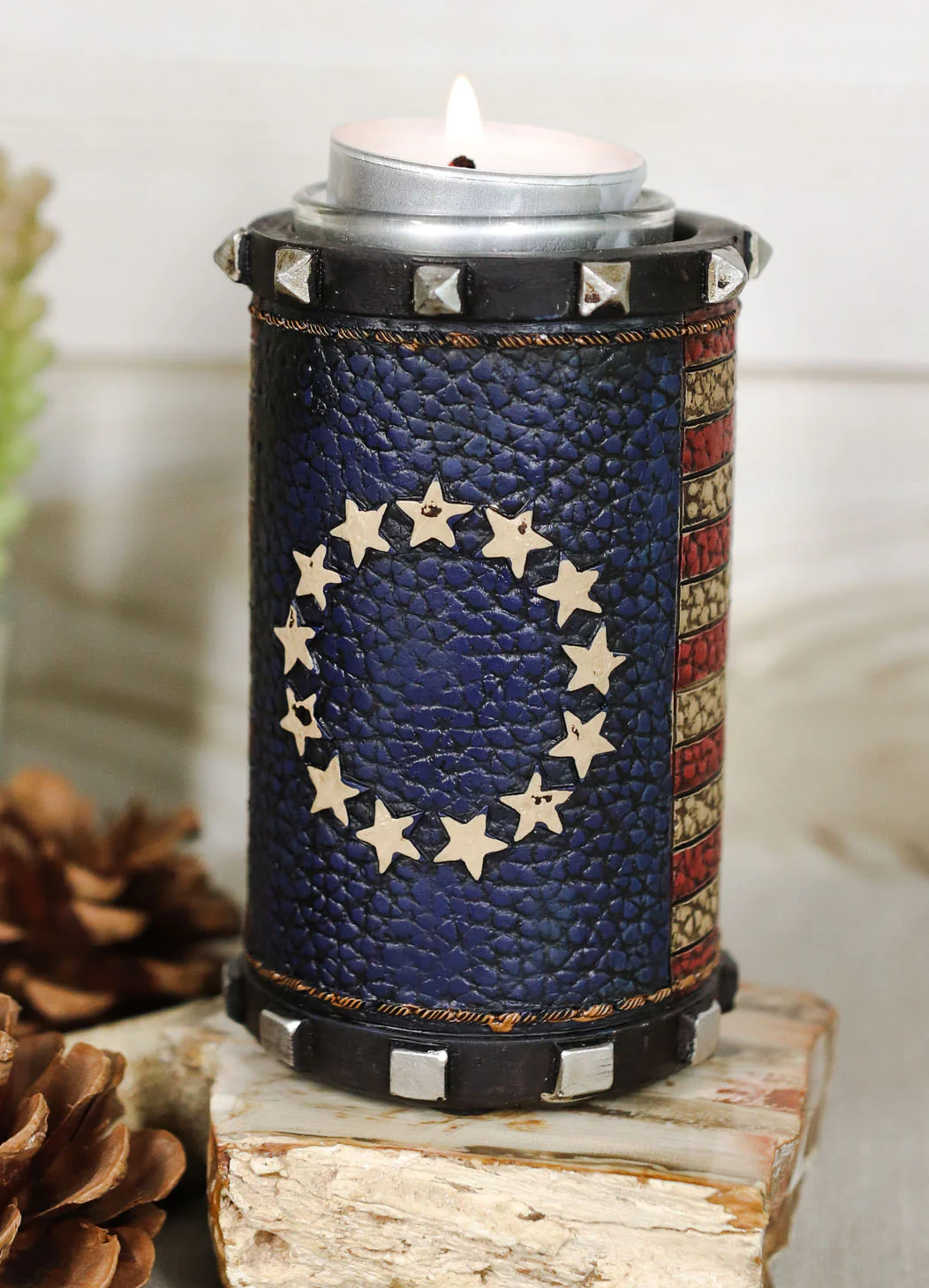 Ebros Western Patriotic Betsy Ross American Flag Decorative Votive Candle Holder - Image 8