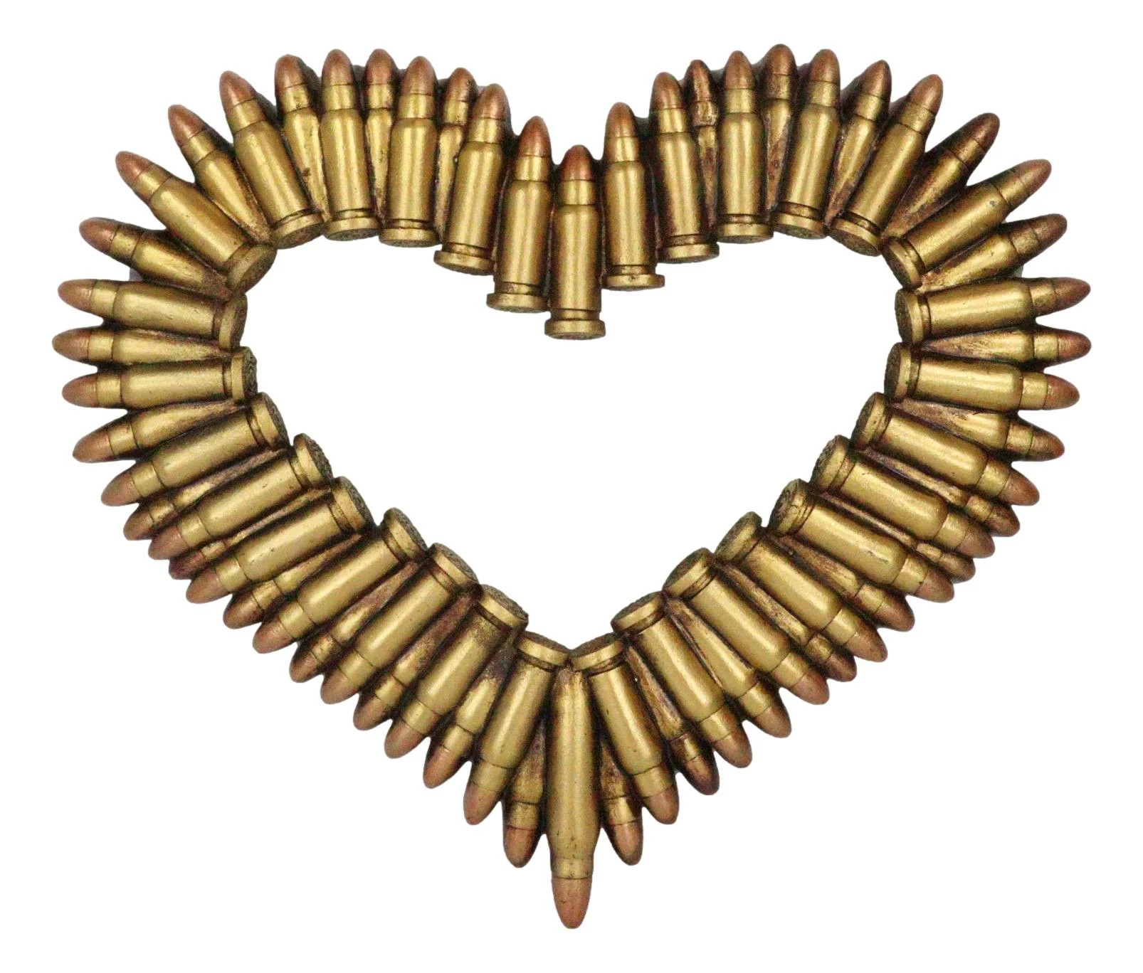 Western Rifle Ammo Shells Gold Tone Bullets Heart Wall Plaque Decorative Accent - Image 2