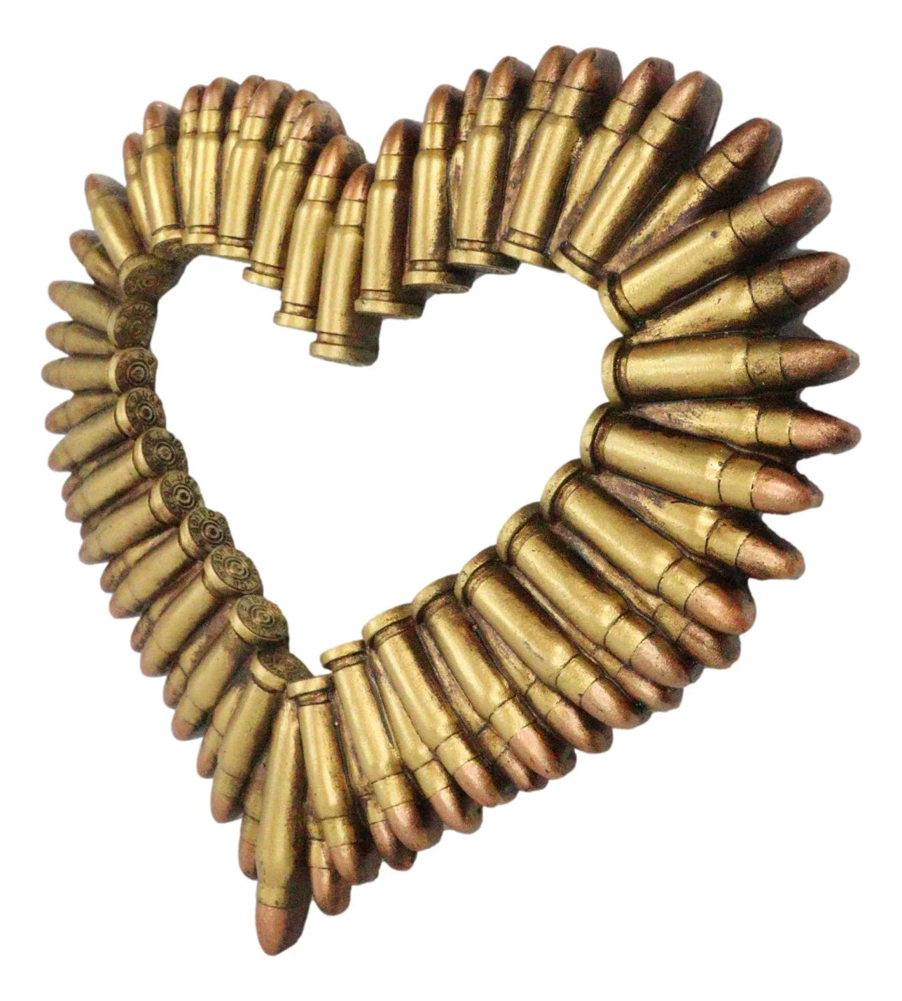 Western Rifle Ammo Shells Gold Tone Bullets Heart Wall Plaque Decorative Accent - Image 3