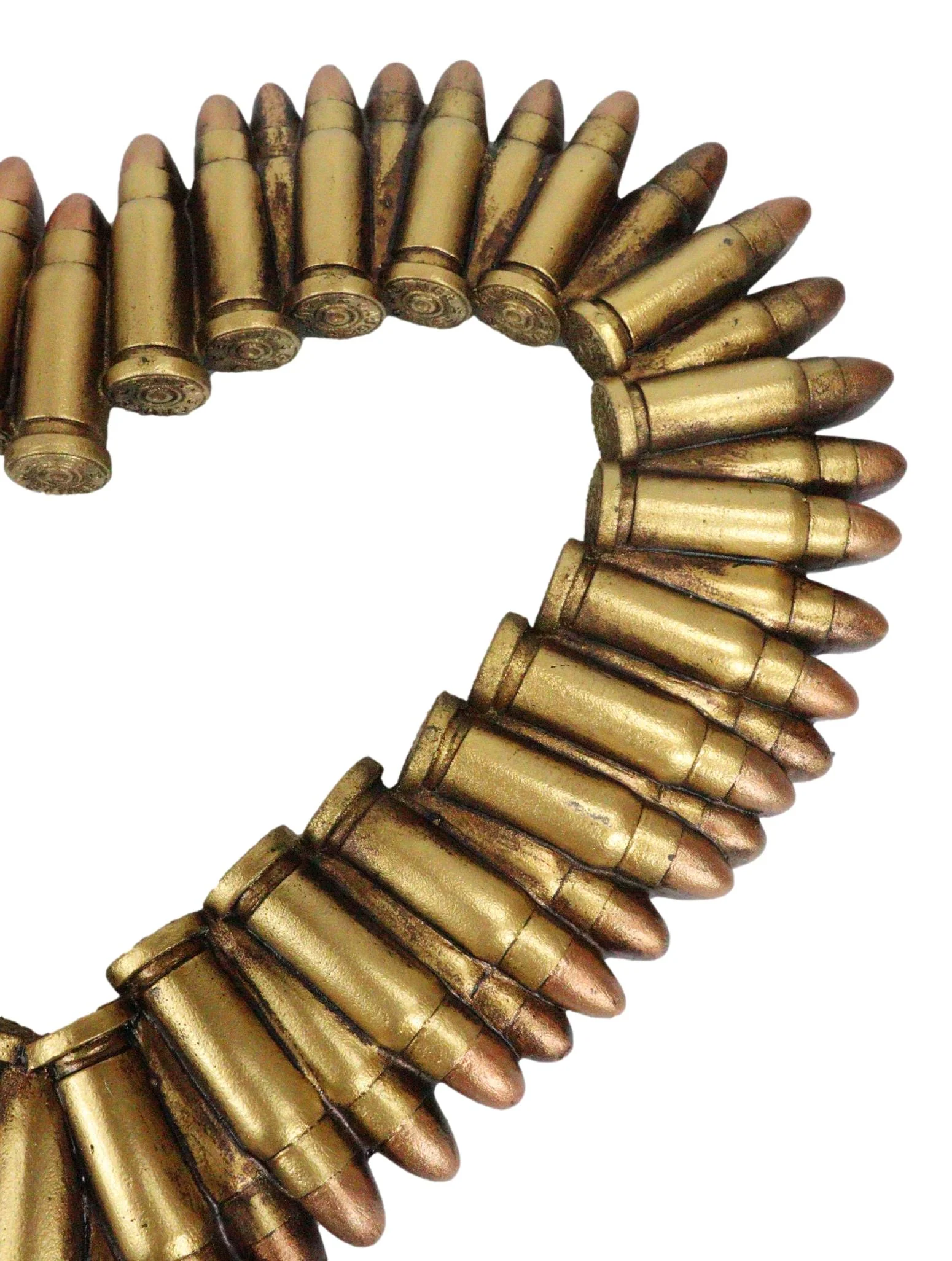 Western Rifle Ammo Shells Gold Tone Bullets Heart Wall Plaque Decorative Accent - Image 4