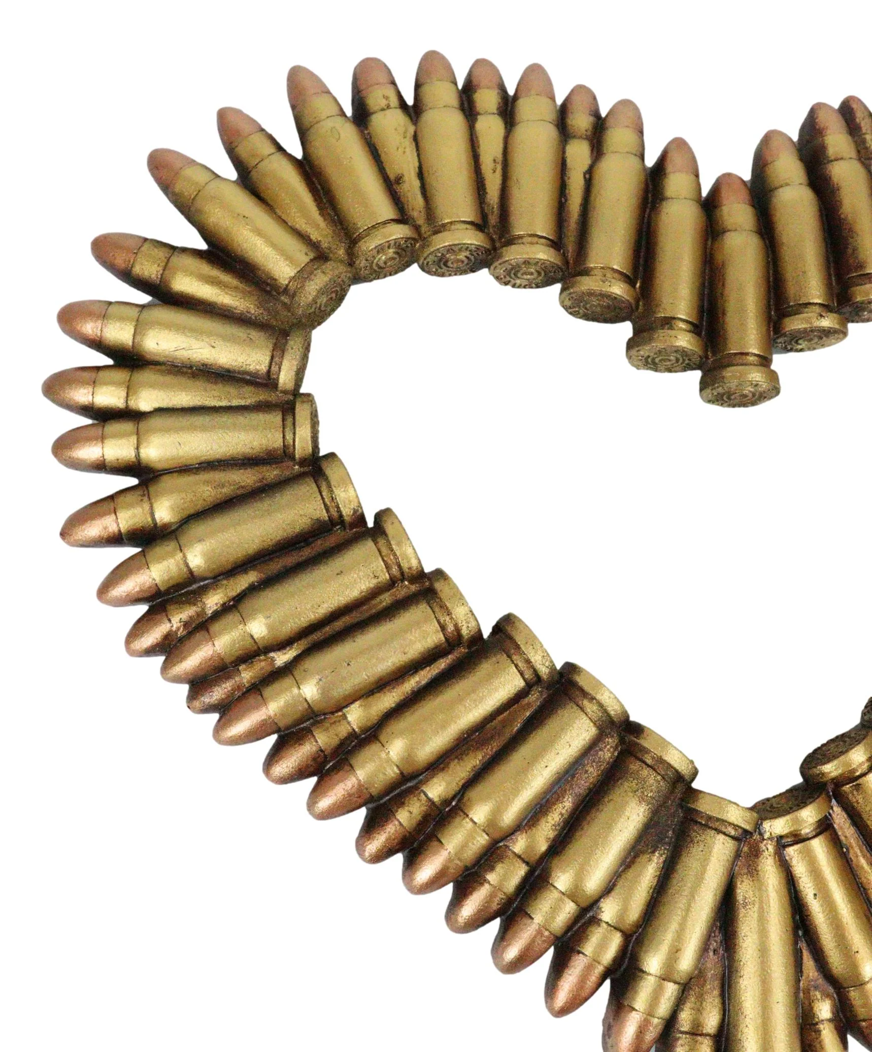 Western Rifle Ammo Shells Gold Tone Bullets Heart Wall Plaque Decorative Accent - Image 5