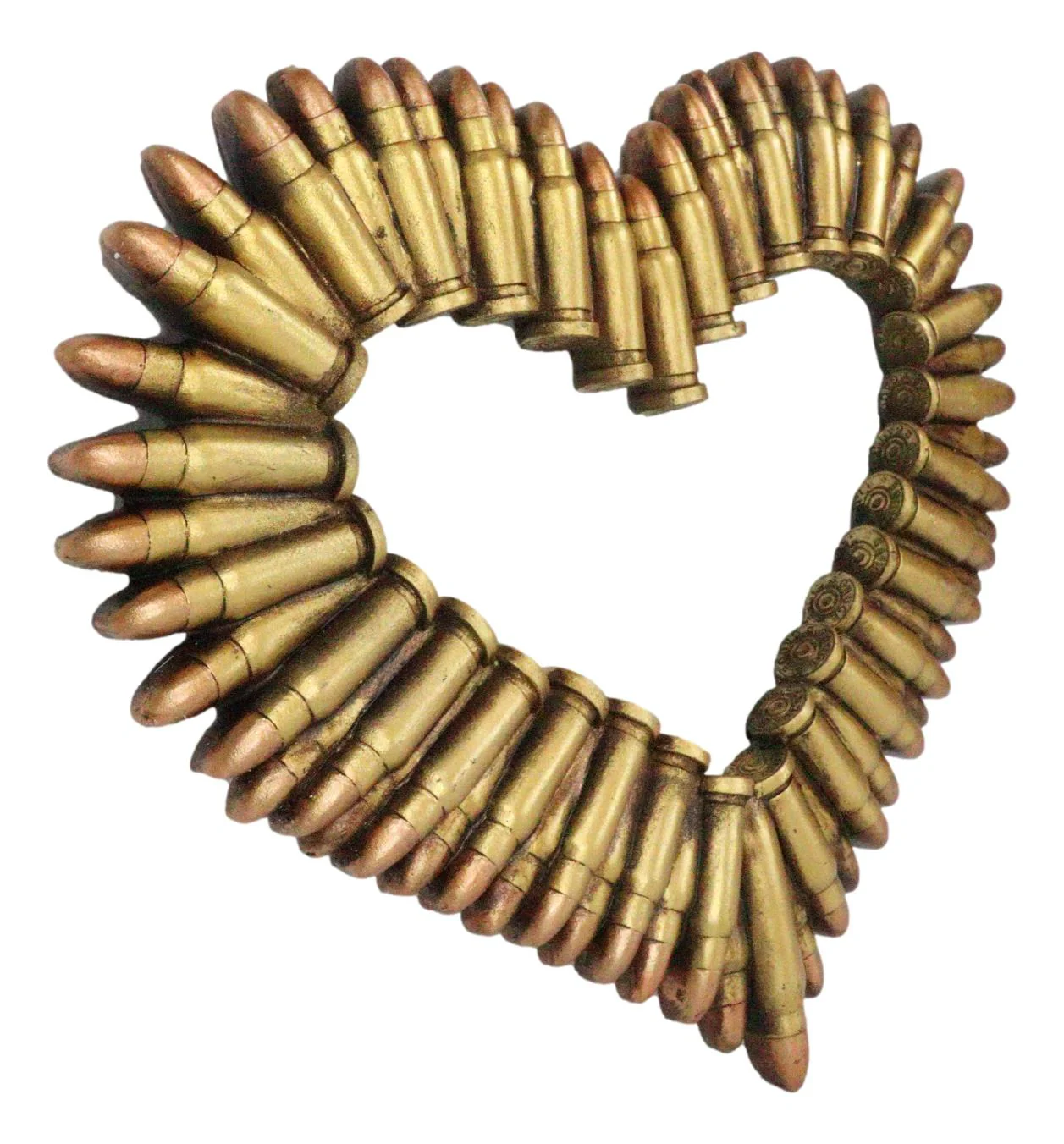 Western Rifle Ammo Shells Gold Tone Bullets Heart Wall Plaque Decorative Accent - Image 6