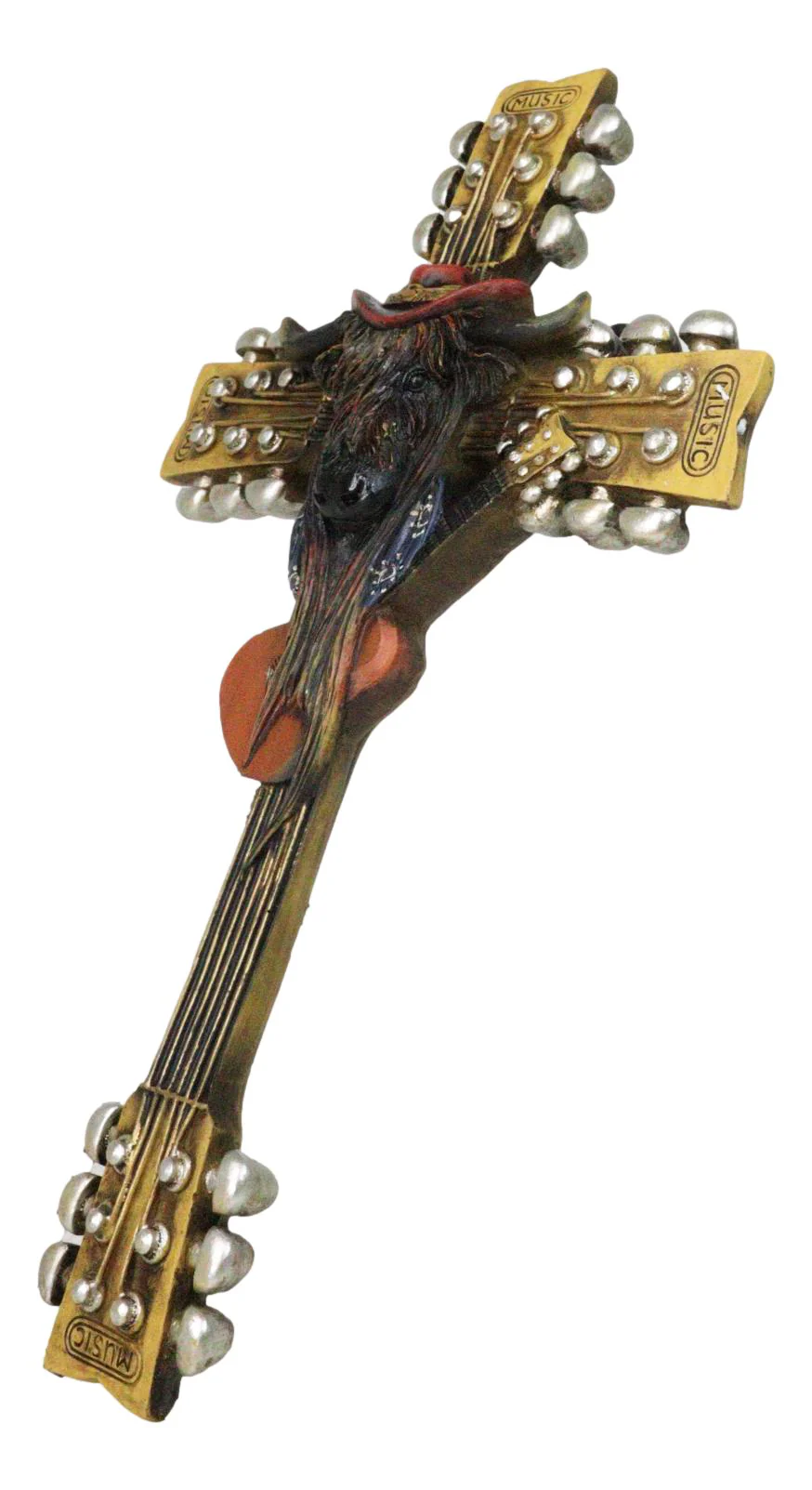Western Rock And Roll Music Guitars With Cowboy Highland Cow Wall Cross Plaque - Image 4