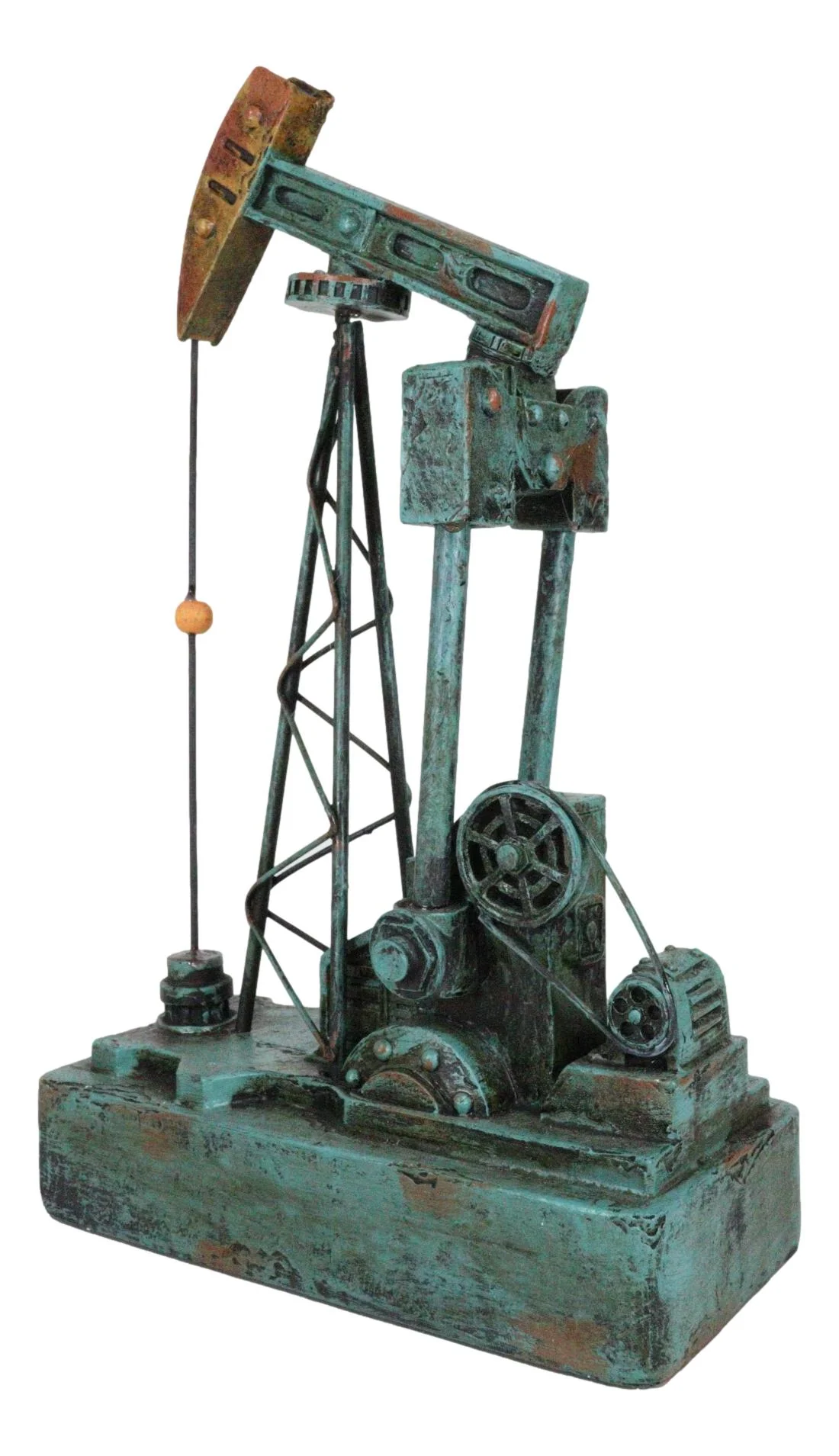 Western Rustic Green Vintage Nodding Donkey Pumpjack Oil Derrick Rig Figurine - Image 6