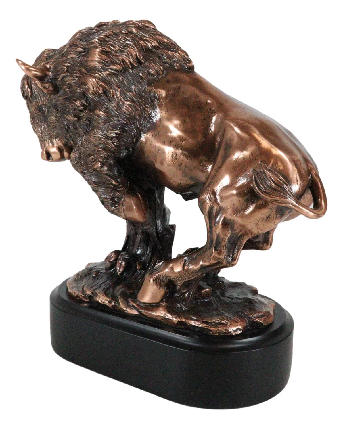 Ebros Western Large Angry Charging Bison Statue in Bronze Electroplated Finish - Image 4