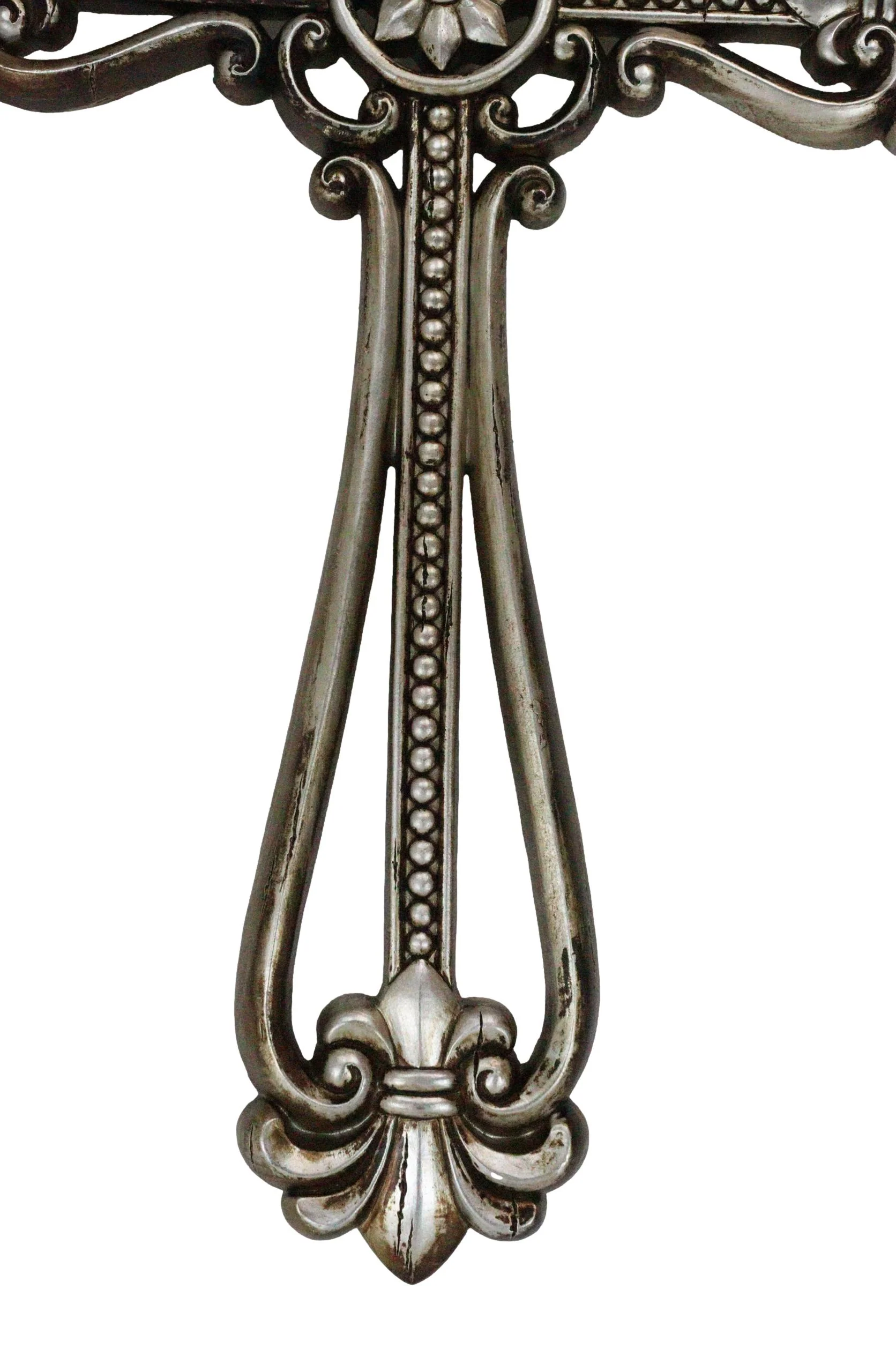 Western Rustic Silver Tuscany Scrollwork Fleur De Lis Decorative Wall Cross - Image 6