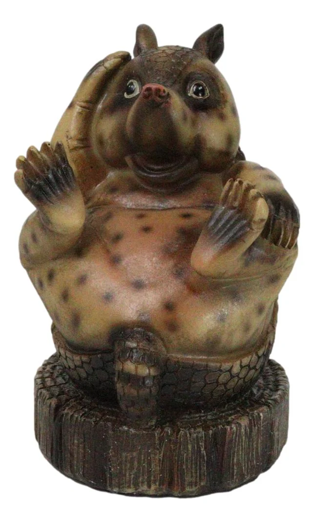 Western Rustic Texas Comical Baby Armadillo On Tree Money Coin Bank Figurine - Image 4