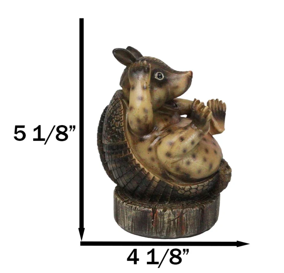 Western Rustic Texas Comical Baby Armadillo On Tree Money Coin Bank Figurine - Image 6