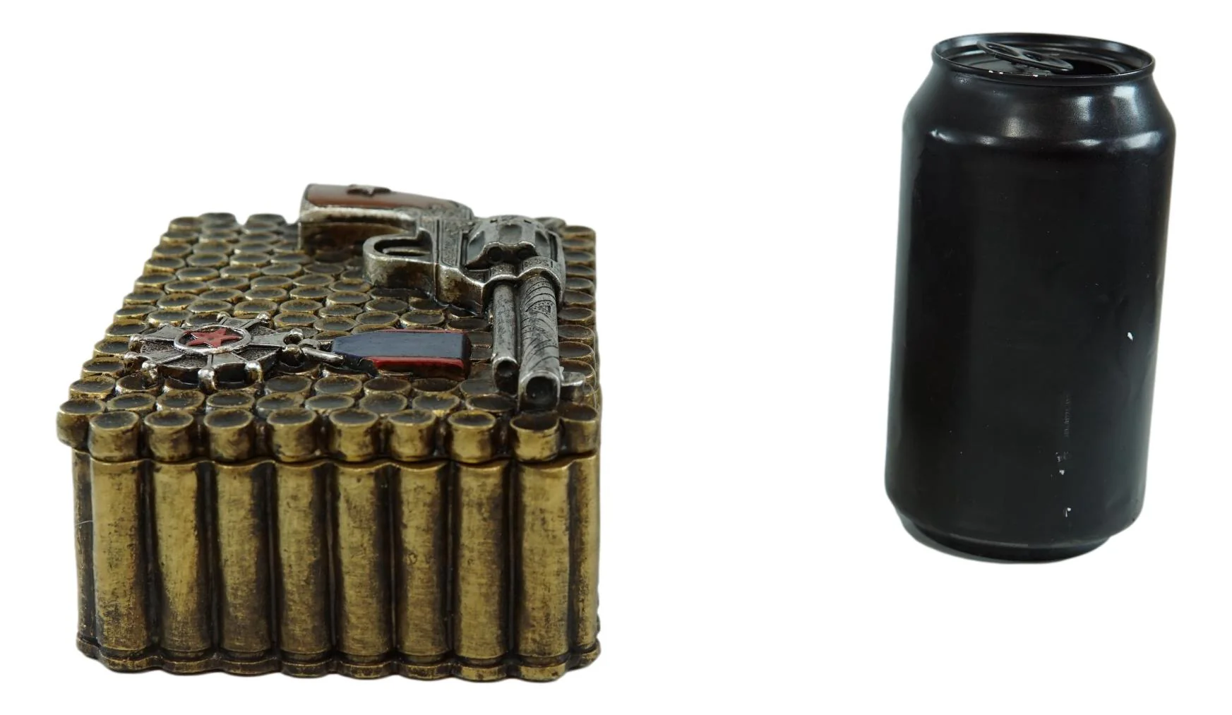 Western Six Shooter Pistol Ammo Shells Gold Tone Bullets Decorative Box 7"L - Image 7