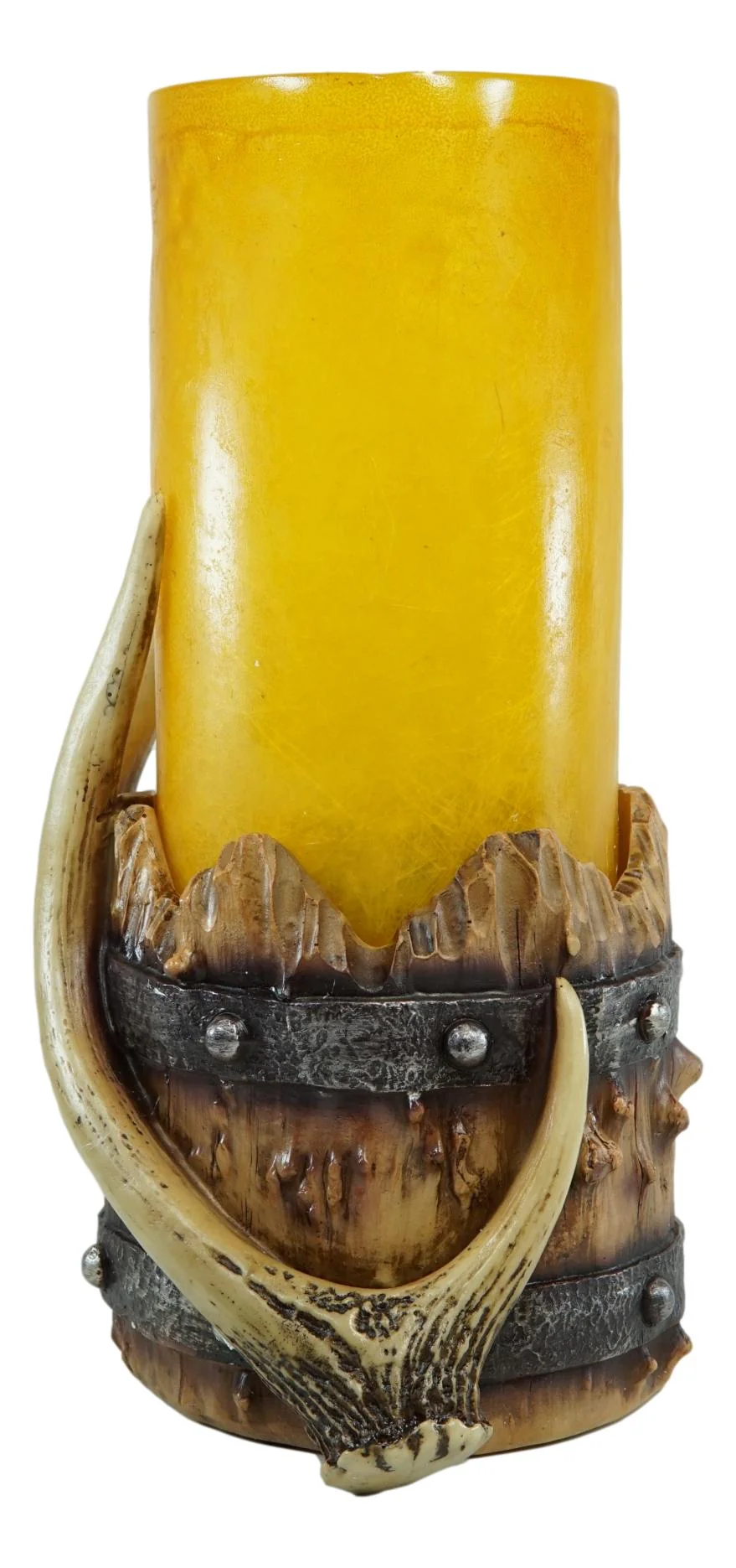 Western Stag Deer Antler With Country Barrel Hurricane Night Light Figurine - Image 3