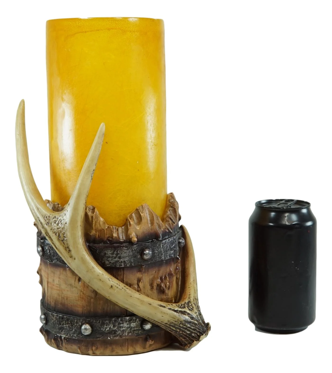 Western Stag Deer Antler With Country Barrel Hurricane Night Light Figurine - Image 9
