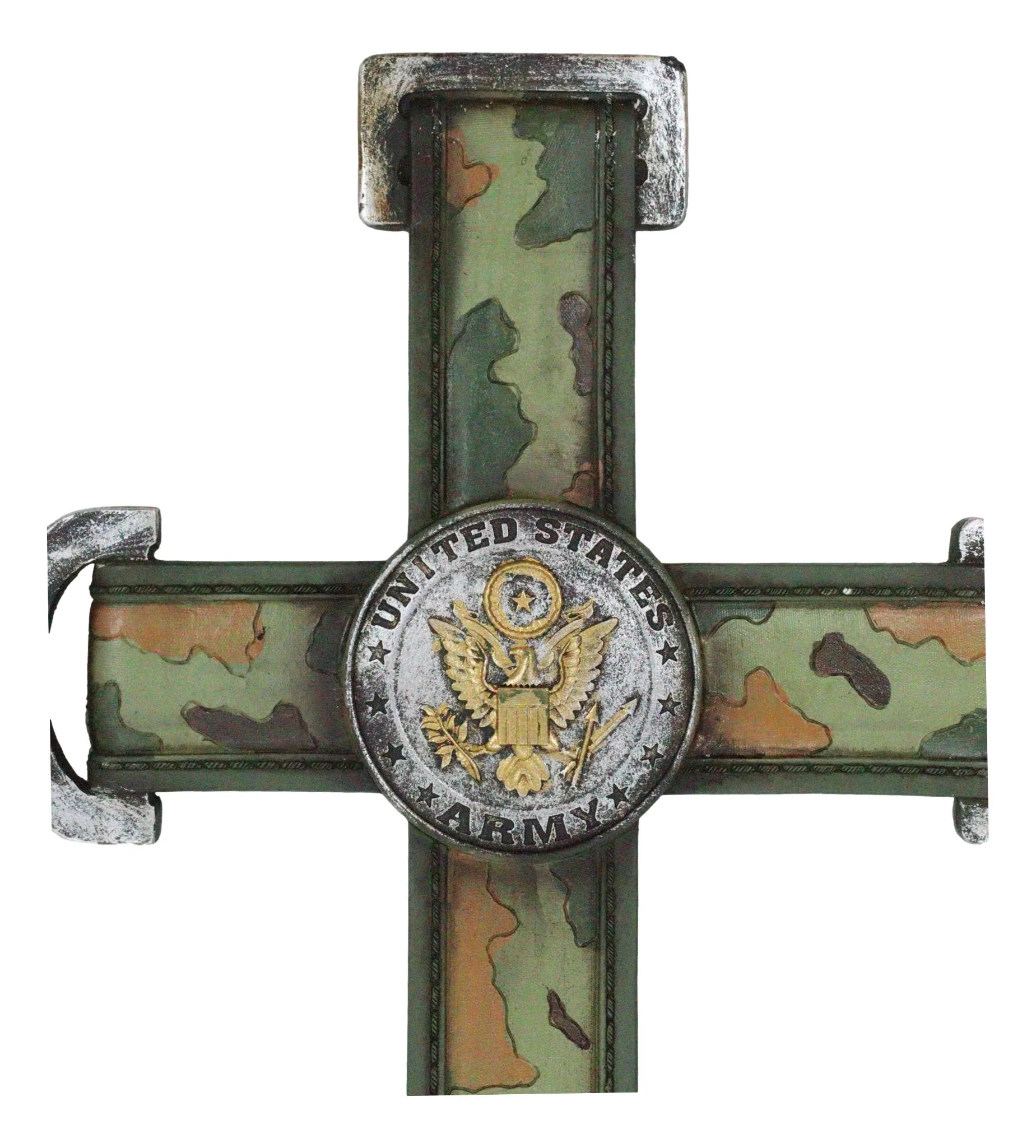 Western United States Army Military Eagle Medallion in Camo Green Wall Cross - Image 6