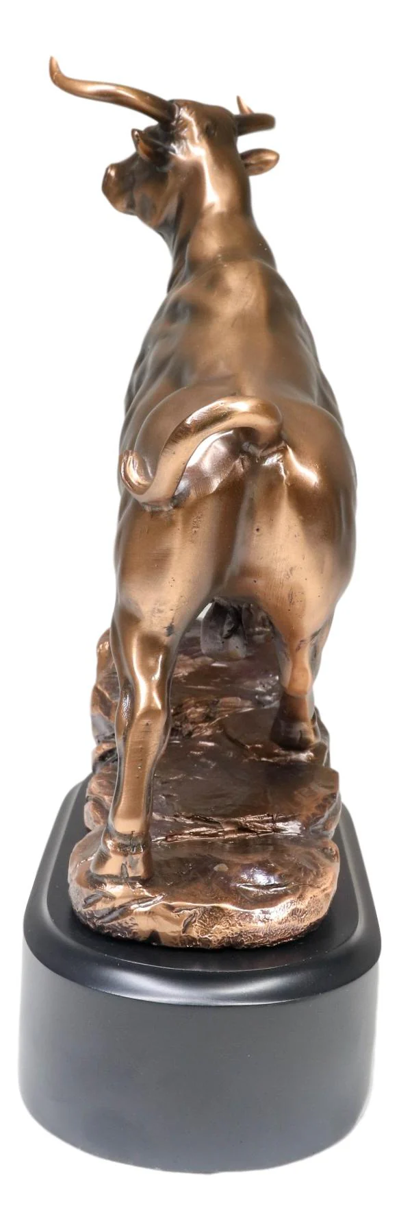 Western Wild Cattle Bull On Pride Rock Electroplated Resin Statue With Base - Image 4