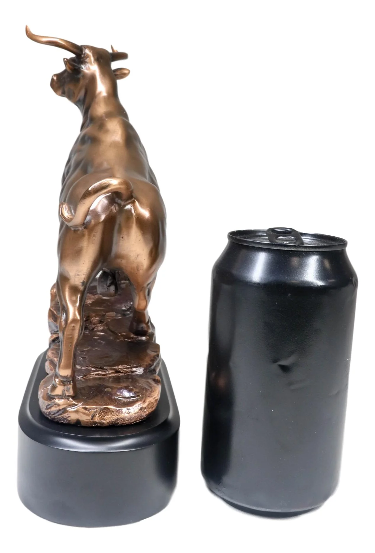Western Wild Cattle Bull On Pride Rock Electroplated Resin Statue With Base - Image 6