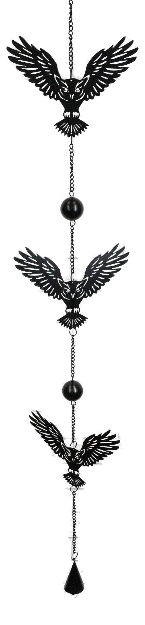 Whimsical Alchemy Sorcerer Night Goth Owls Metal Wall Hanging Mobile Wind Chime - Image 3