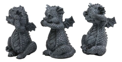 Whimsical Dragon Hatchlings See Hear Speak No Evil Baby Dragons Statue Set Of 3 - Image 2