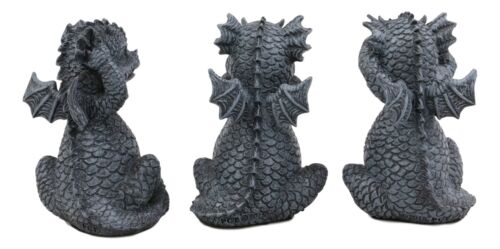 Whimsical Dragon Hatchlings See Hear Speak No Evil Baby Dragons Statue Set Of 3 - Image 4