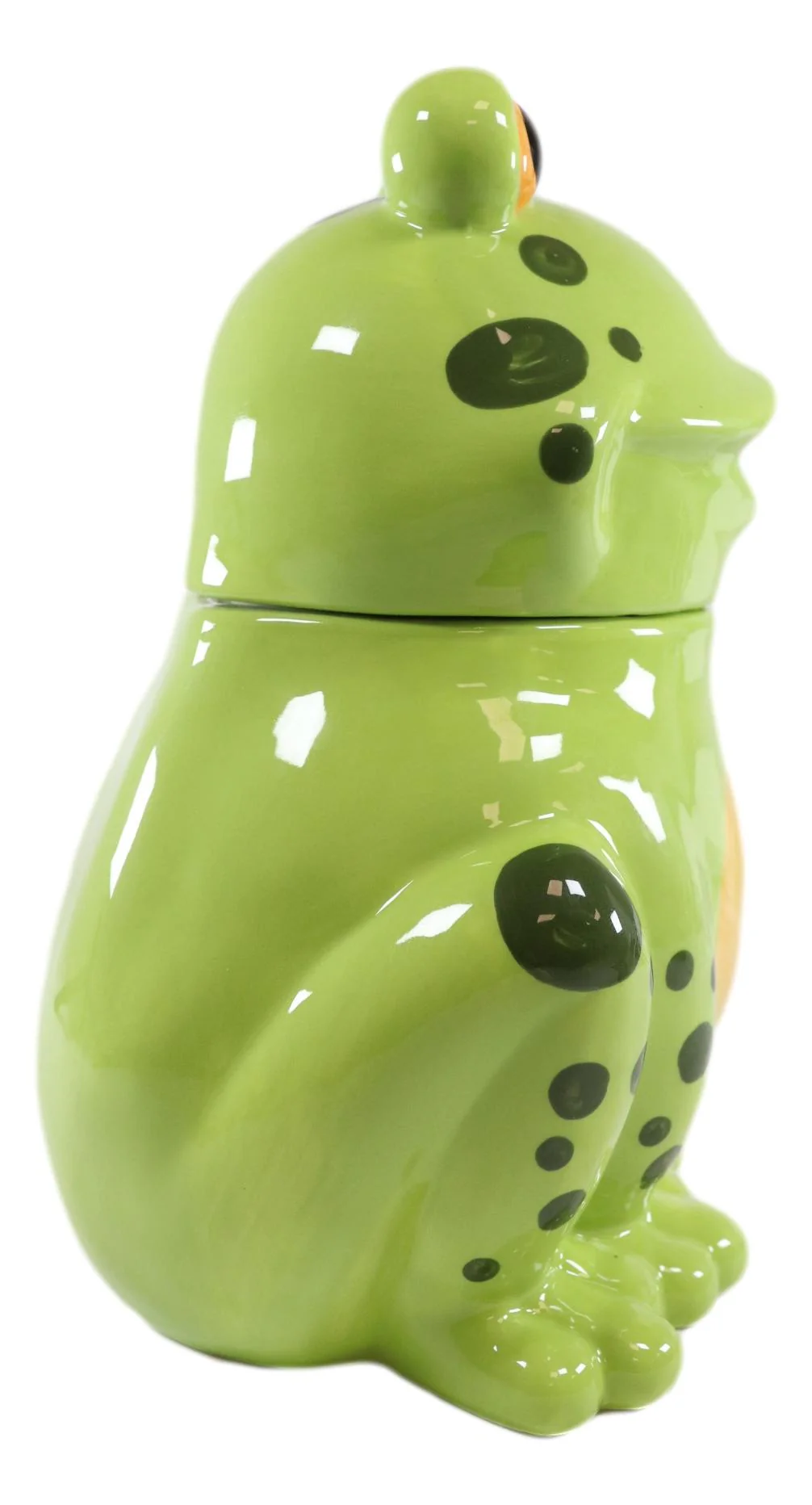 Ebros Whimsical Smiling Green Spotted Frog Ceramic Cookie Jar Container Figurine 8"H - Image 3