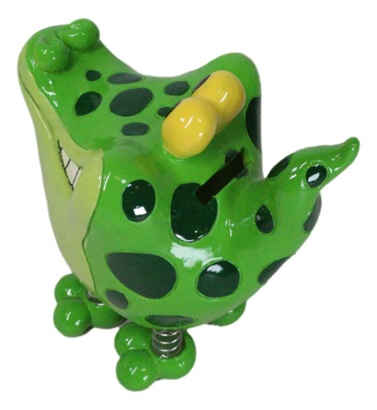 Whimsical Swamp Bayou Alligator Money Piggy Bank W/ Bobble Spring Legs Figurine - Image 2