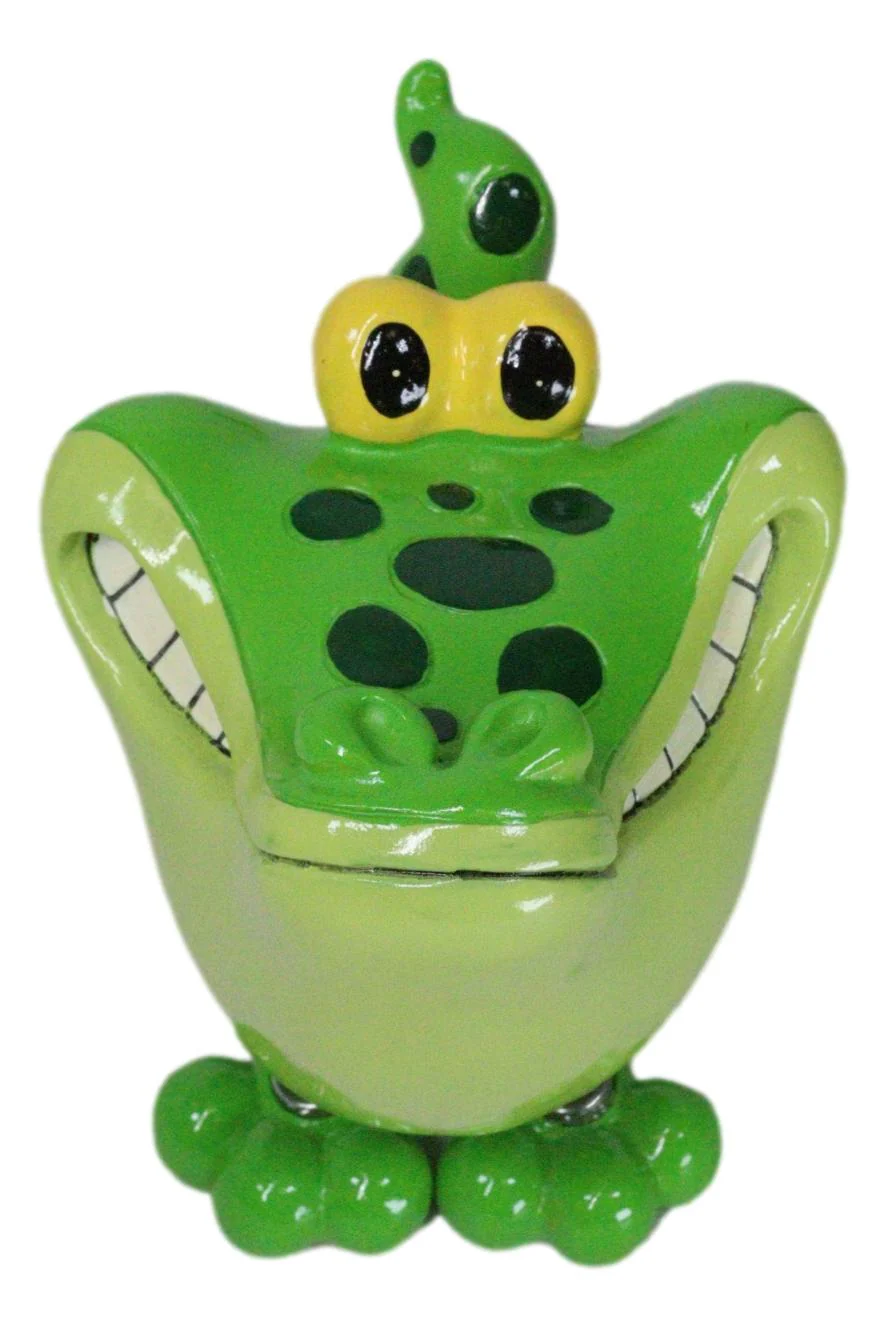 Whimsical Swamp Bayou Alligator Money Piggy Bank W/ Bobble Spring Legs Figurine - Image 4