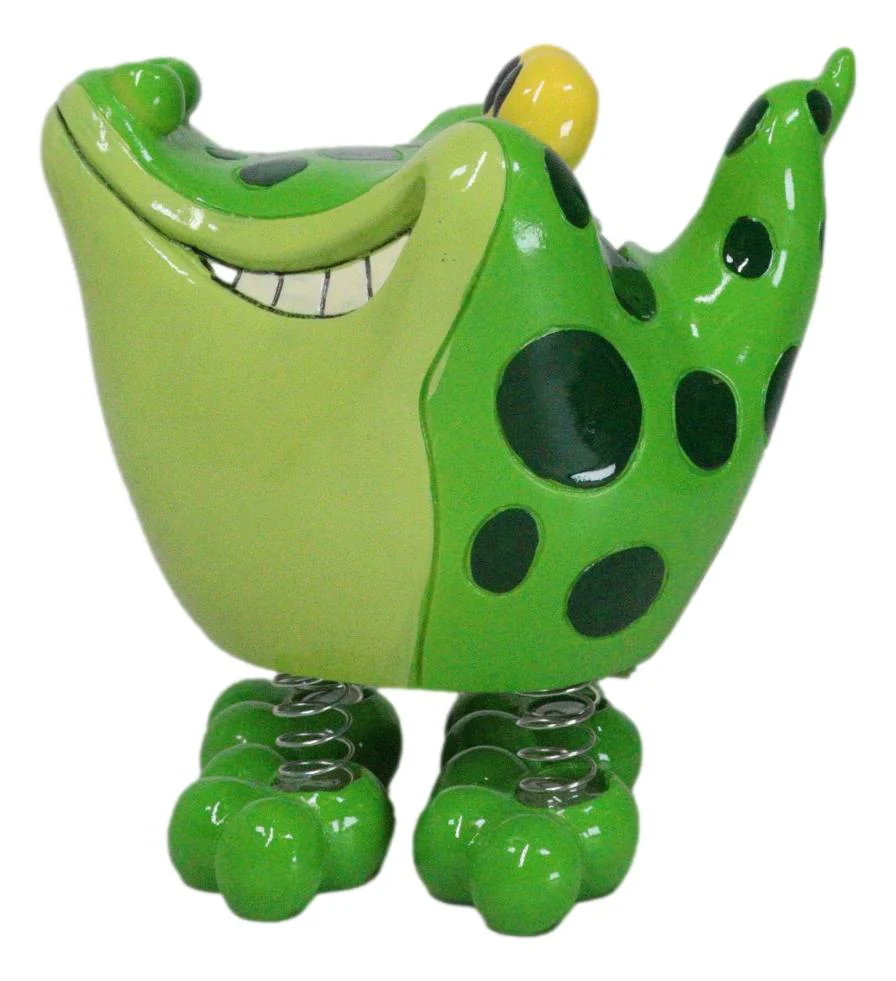 Whimsical Swamp Bayou Alligator Money Piggy Bank W/ Bobble Spring Legs Figurine - Image 5