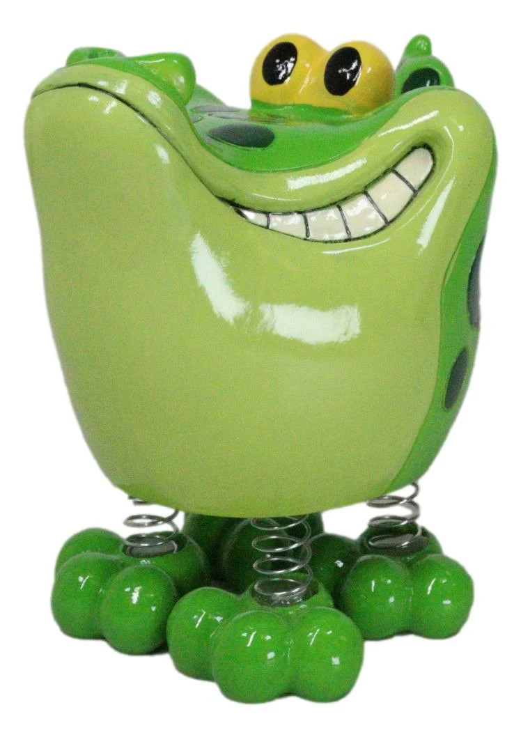 Whimsical Swamp Bayou Alligator Money Piggy Bank W/ Bobble Spring Legs Figurine - Image 7