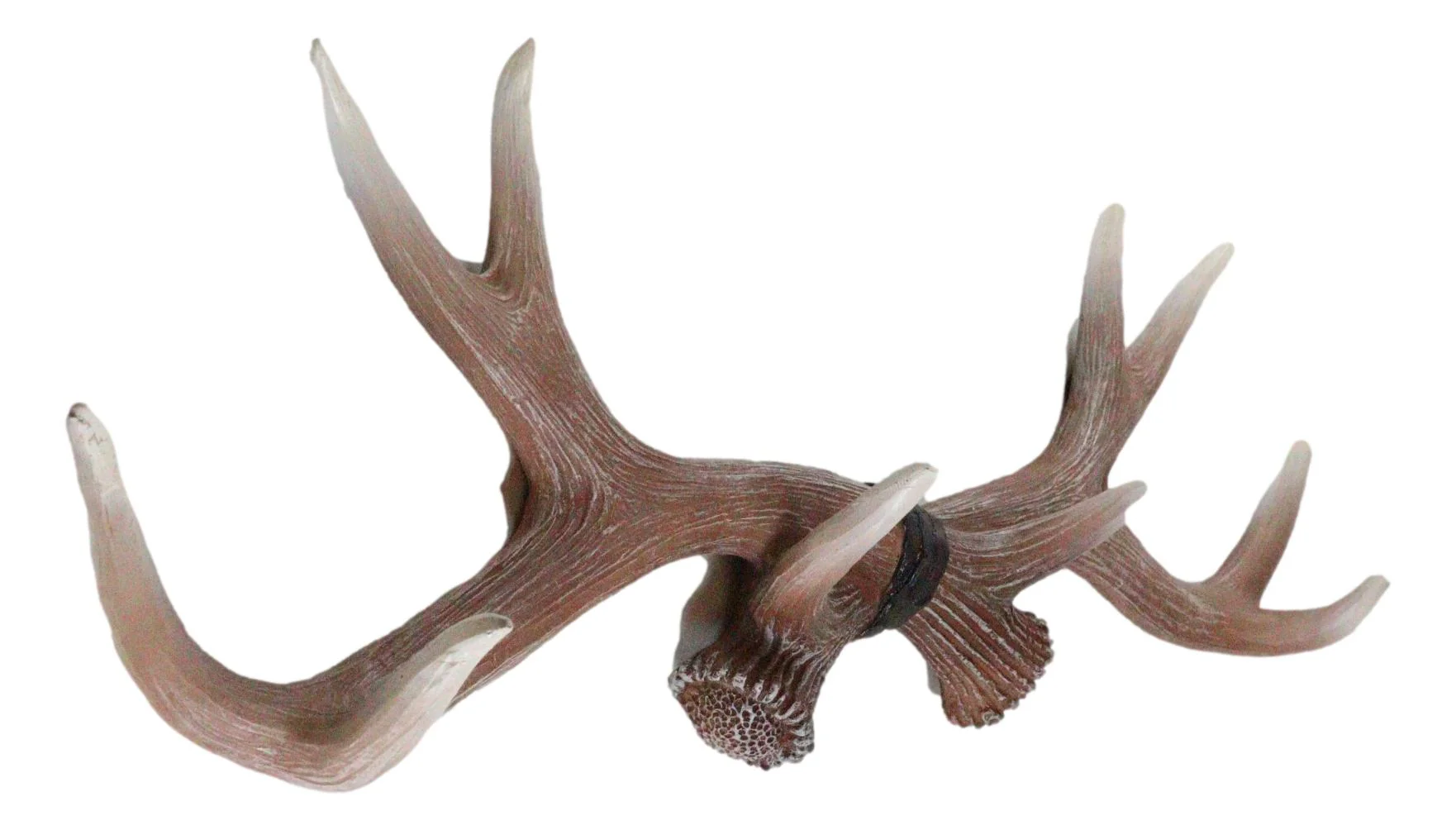Ebros White Rustic 10 Point Stag Deer Antlers Rack Wall Plaque 17"W Coat Hooks - Image 2