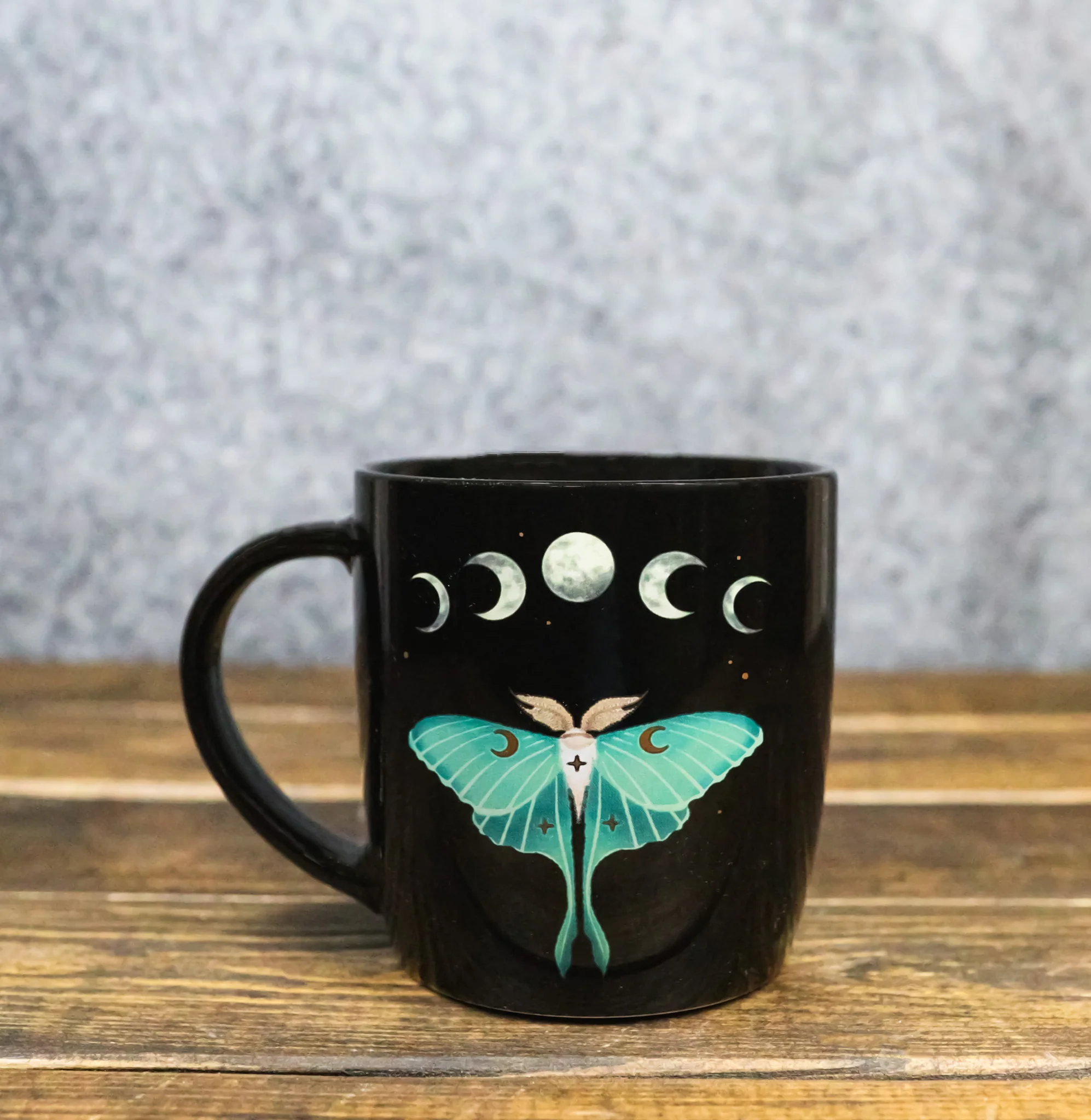 Wicca Magic Dark Forest Luna Moth Moon Phases Porcelain Coffee Mug Cup 12oz - Image 9