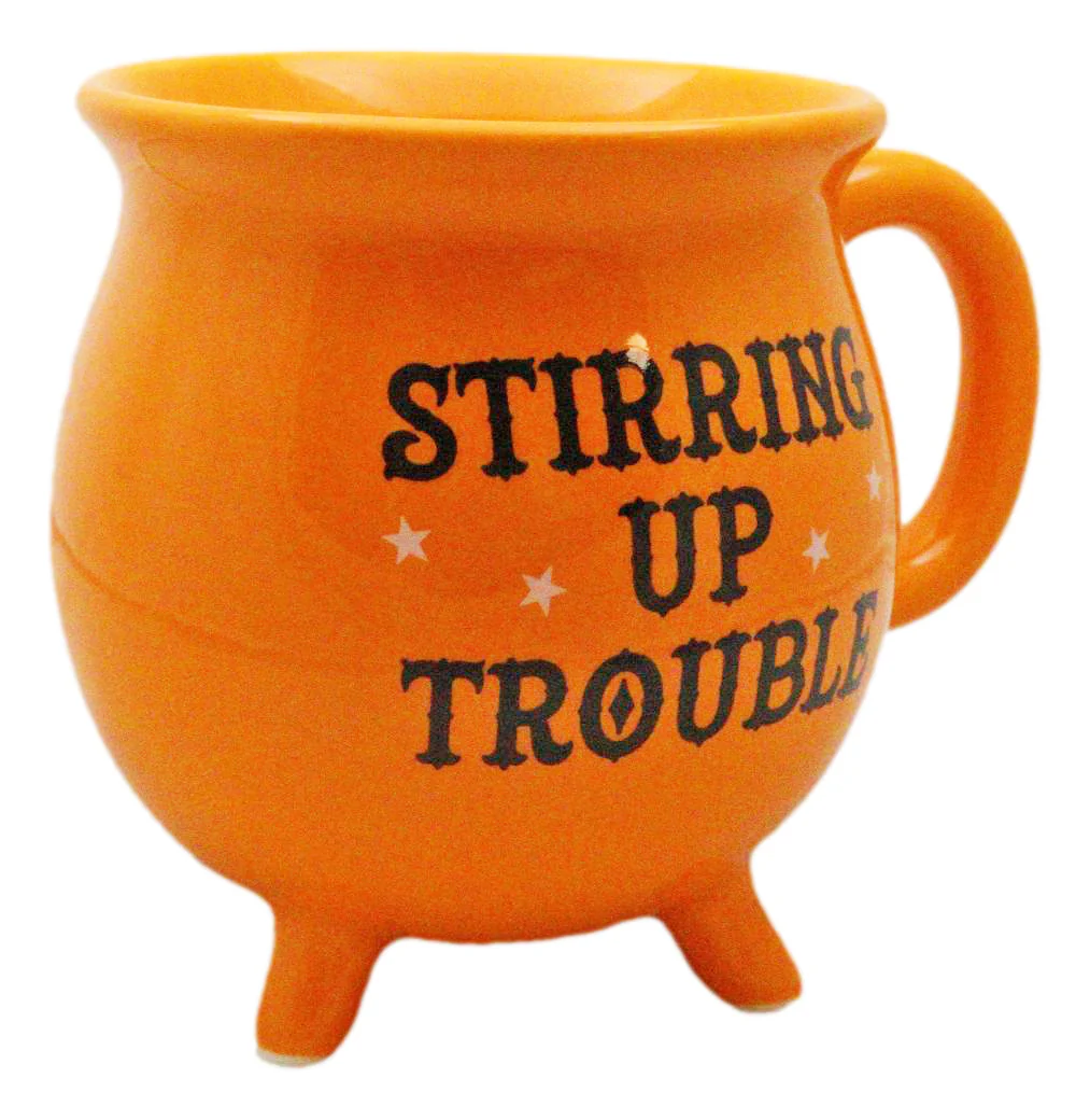 Wicca Magic Orange Stirring Up Trouble Cauldron Ceramic Mug With Handle 16oz - Image 5