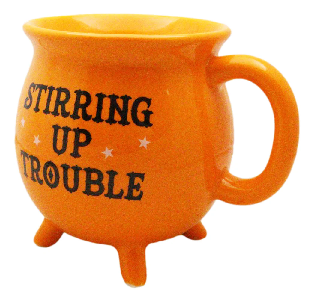 Wicca Magic Orange Stirring Up Trouble Cauldron Ceramic Mug With Handle 16oz - Image 6