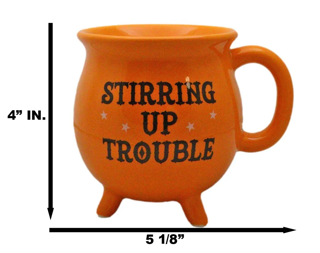 Wicca Magic Orange Stirring Up Trouble Cauldron Ceramic Mug With Handle 16oz - Image 7