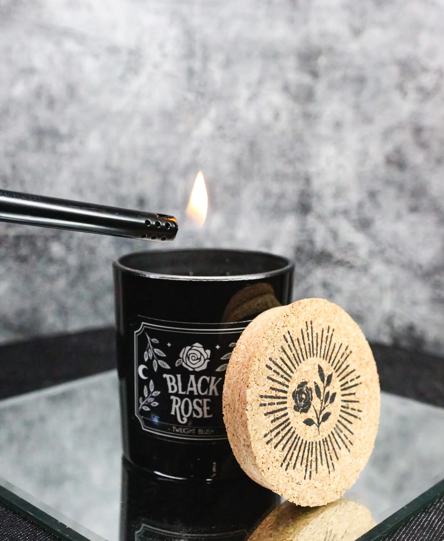 Wicca Midnight Ritual Black Rose Twilight Blush Pillar Candle Home Fragrance - Image 12