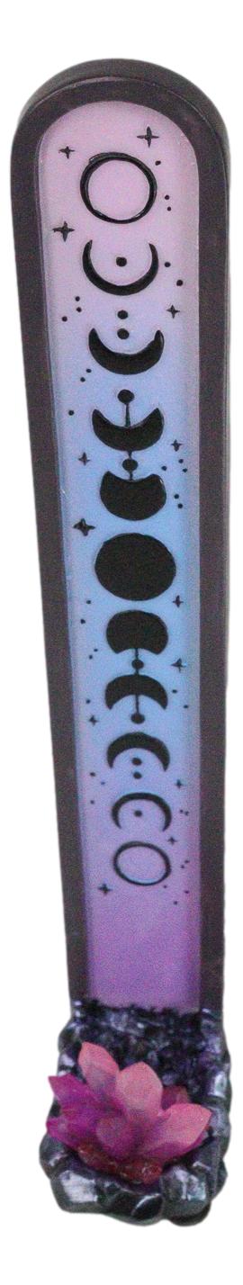 Wicca Mystic Moon Phase With Purple Crystal Incense Holder Tower Figurine - Image 5