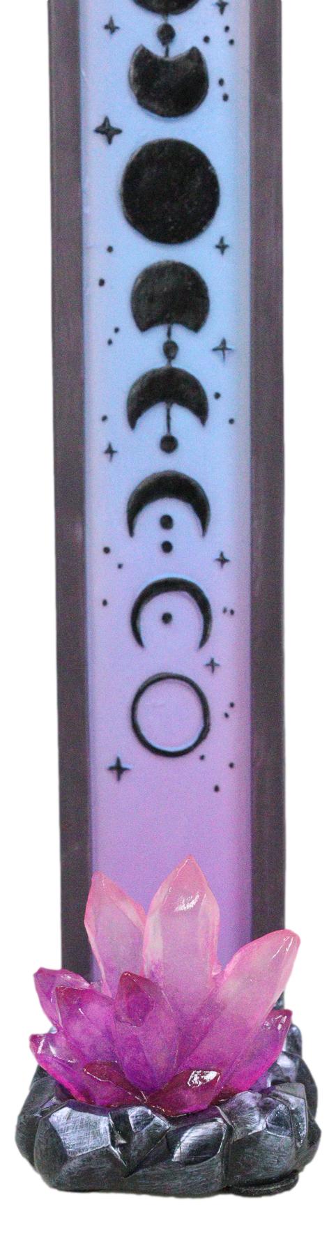 Wicca Mystic Moon Phase With Purple Crystal Incense Holder Tower Figurine - Image 6