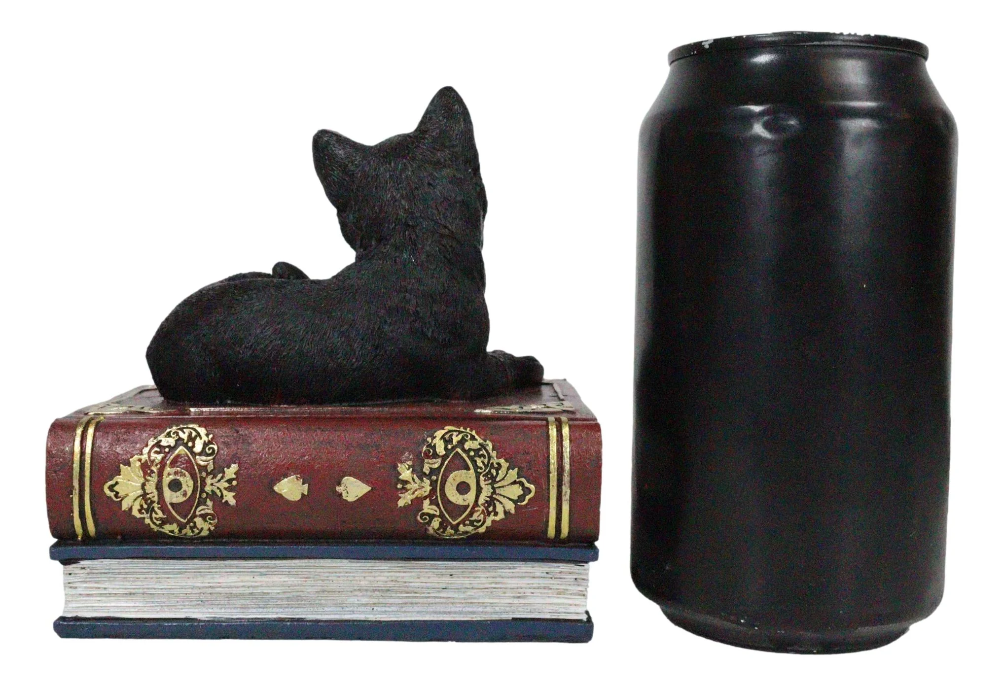 Wicca Mystical Black Cat Sitting On Book Of Spells Stack Decorative Jewelry Box - Image 9