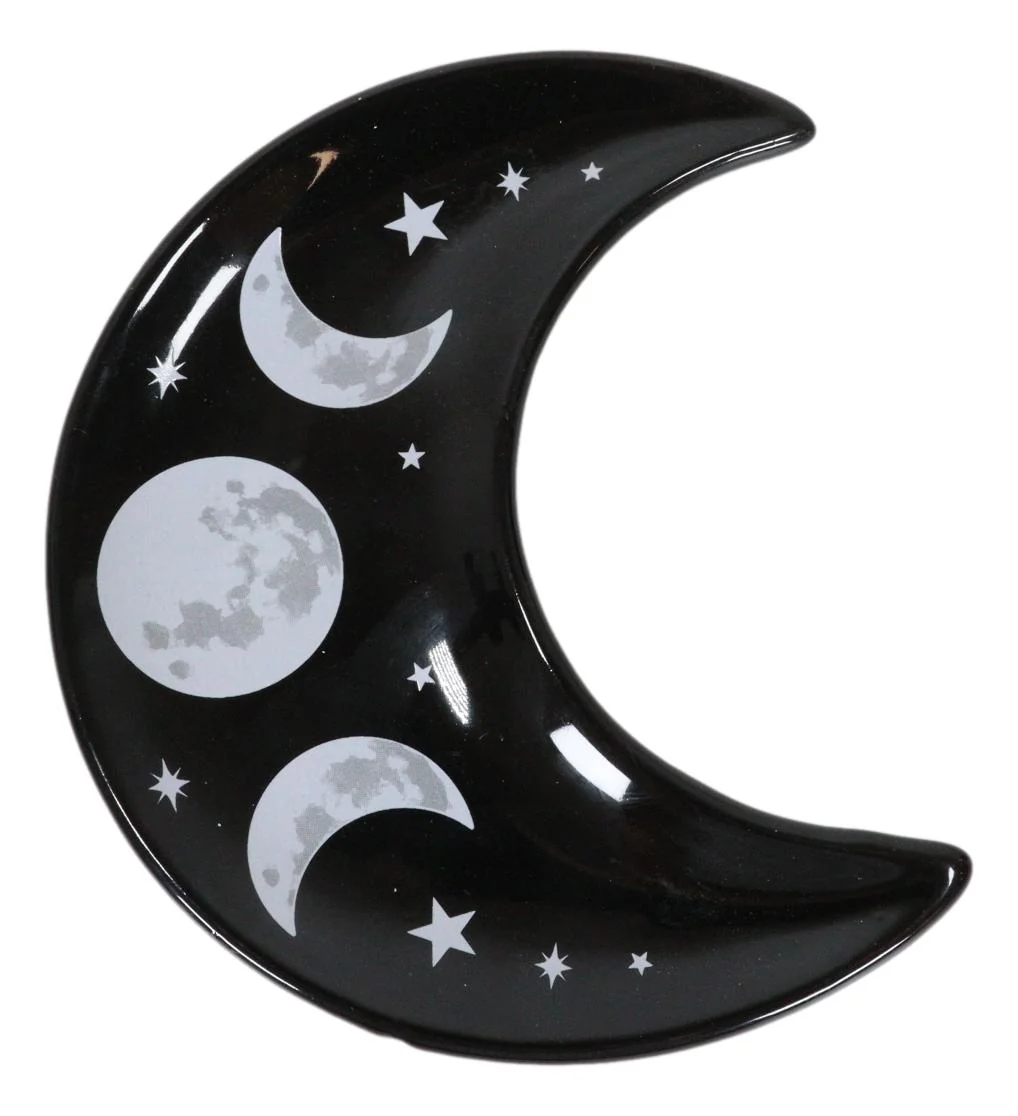 Wicca Occult Triple Moon Goddess Ceramic Trinket Jewelry Dish Or Appetizer Plate - Image 2