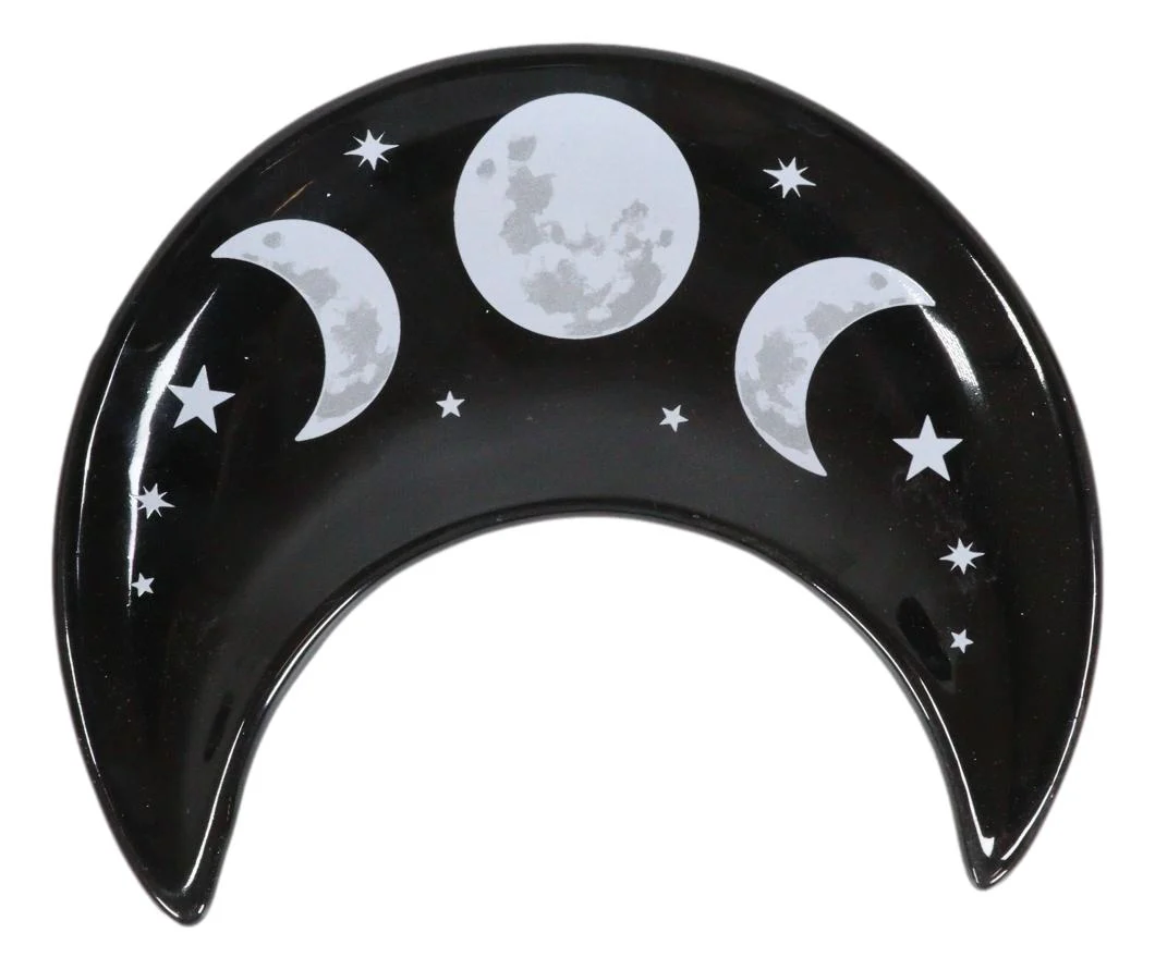 Wicca Occult Triple Moon Goddess Ceramic Trinket Jewelry Dish Or Appetizer Plate - Image 3