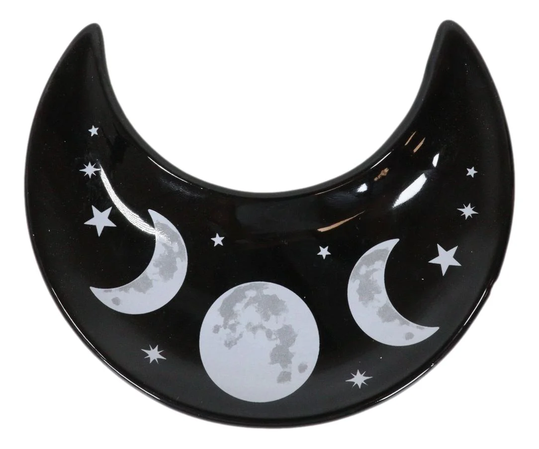 Wicca Occult Triple Moon Goddess Ceramic Trinket Jewelry Dish Or Appetizer Plate - Image 4