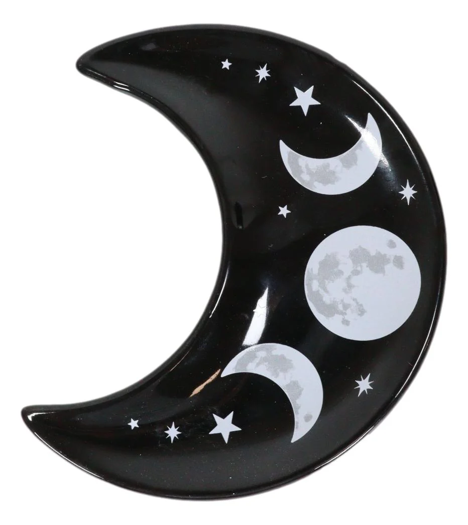 Wicca Occult Triple Moon Goddess Ceramic Trinket Jewelry Dish Or Appetizer Plate - Image 5
