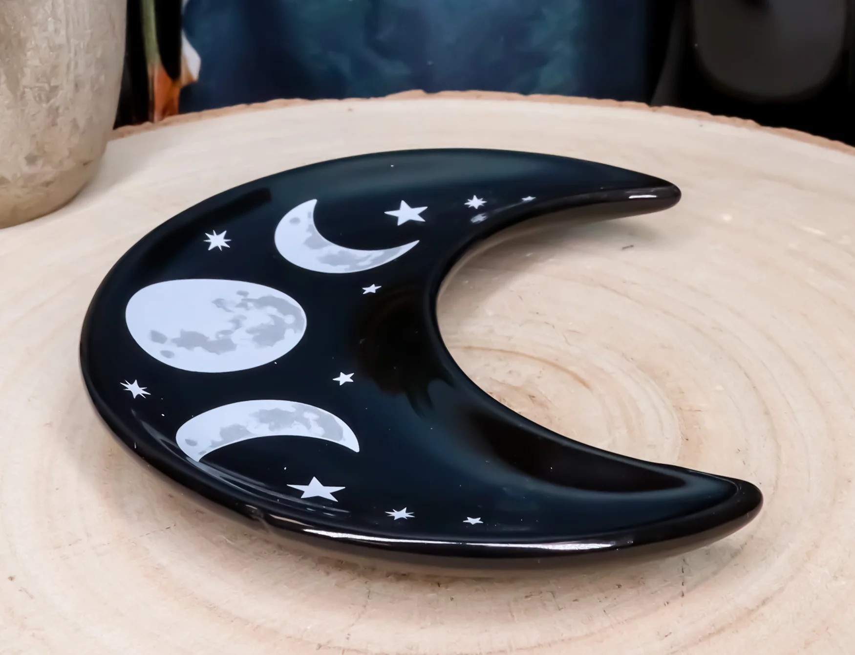 Wicca Occult Triple Moon Goddess Ceramic Trinket Jewelry Dish Or Appetizer Plate - Image 7
