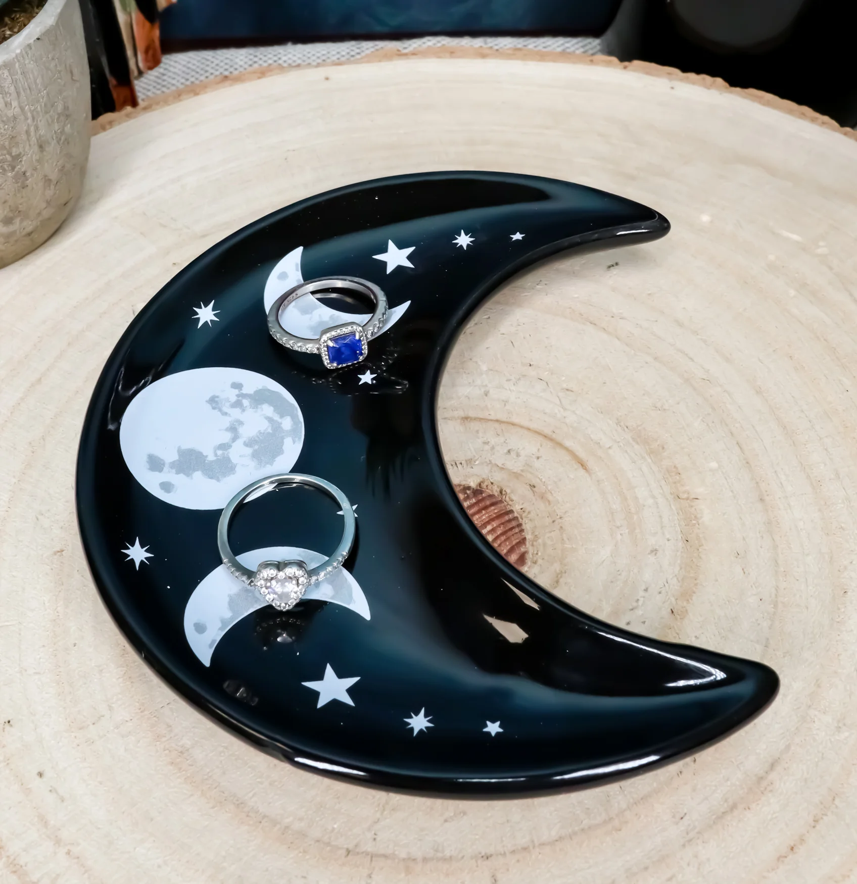 Wicca Occult Triple Moon Goddess Ceramic Trinket Jewelry Dish Or Appetizer Plate - Image 9