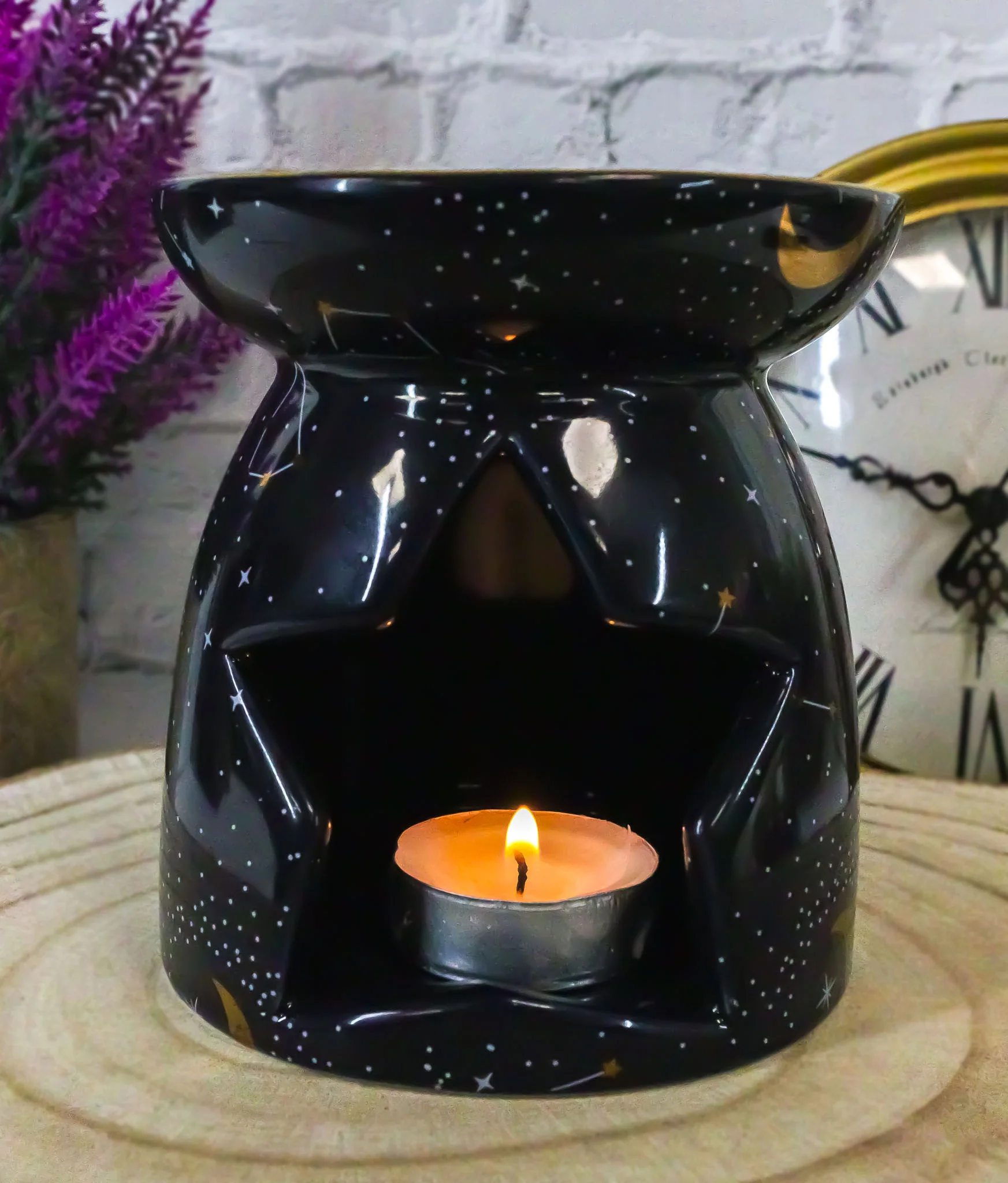 Wicca Purple Constellation Stars And Moon Purple Essential Oil Burner Wax Warmer - Image 7