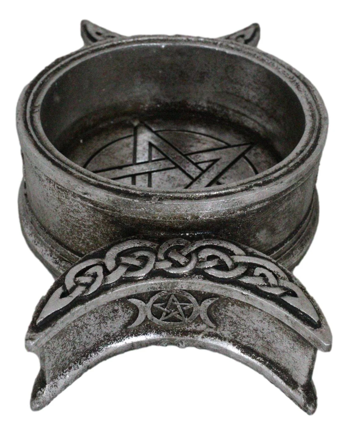 Wicca Triple Moon With Pentagram Circle Celtic Knotwork Crystals Or Candle Holder - Image 3