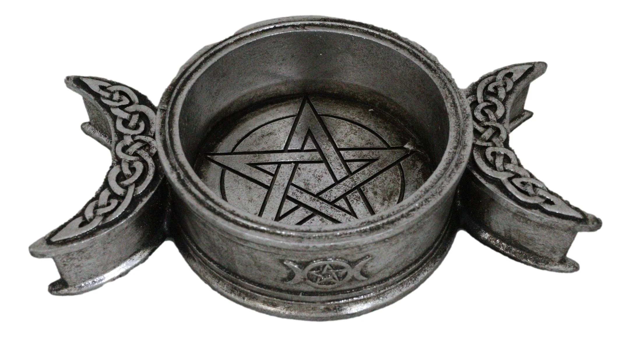 Wicca Triple Moon With Pentagram Circle Celtic Knotwork Crystals Or Candle Holder - Image 4