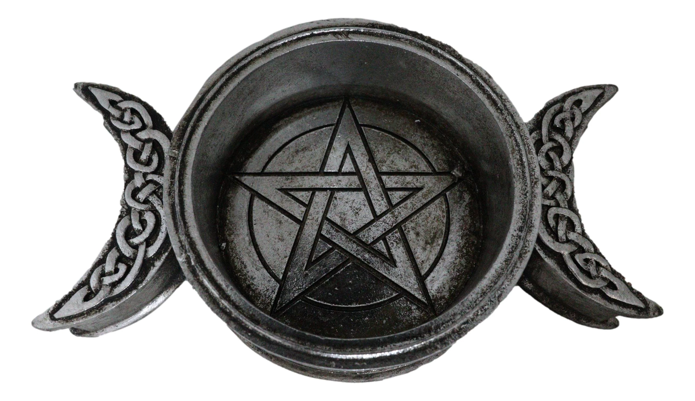 Wicca Triple Moon With Pentagram Circle Celtic Knotwork Crystals Or Candle Holder - Image 5
